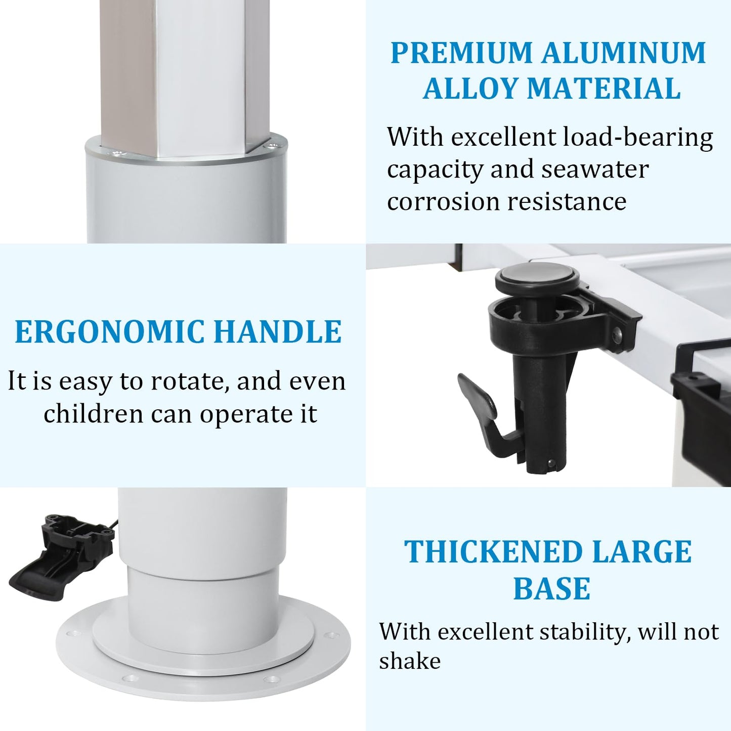 HWHongRV Adjustable RV Table Pedestal Stand Leg with Gas Lift, Pneumatic Table Leg Base Mount Can Be Adjusted up and Down, Front and Back, Left and Right, Table Bogie for RV Marine Boat Marine Yacht