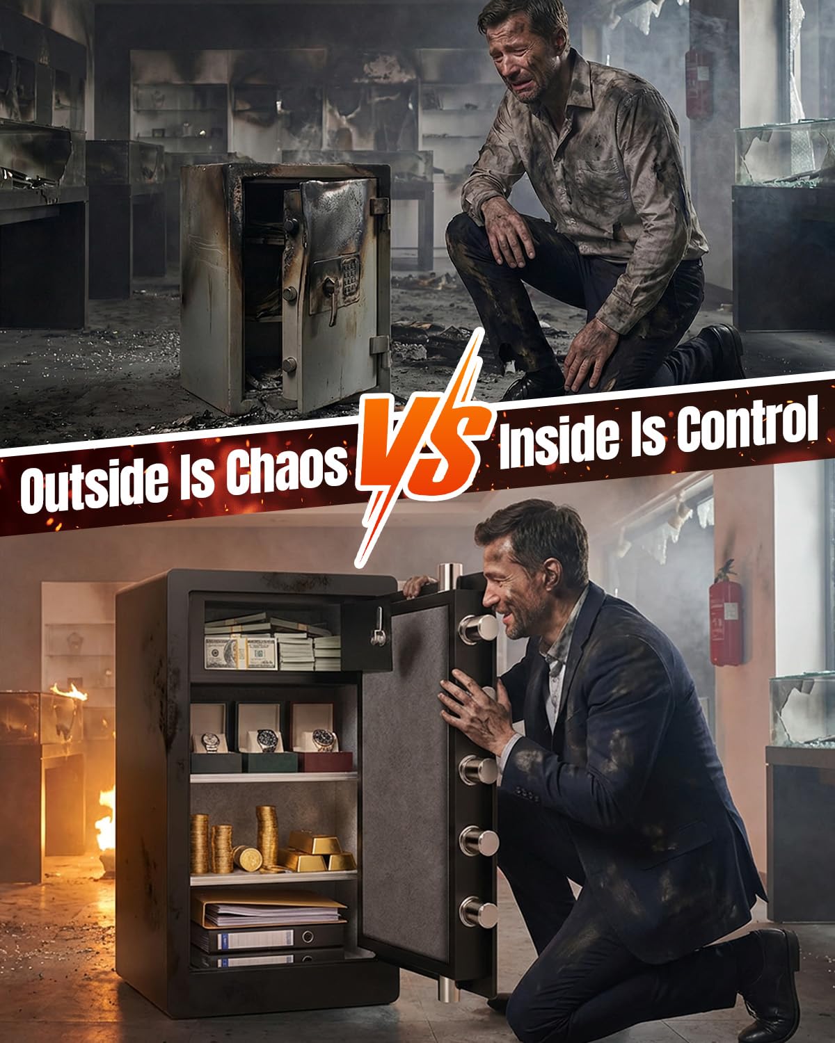 [𝟐𝟎𝟐𝟔 𝟎.𝟓𝐇 𝟏𝟕𝟎𝟎°𝐅] [8.5 𝐂𝐮 𝐅𝐭] Fire Proof Safe for Home Documents, [𝟖5 𝐋𝐛𝐬] Large Heavy Duty Biometric Safe Box with Fingerprint & Keypad, Fireproof Safes with Anti-Theft Alarm