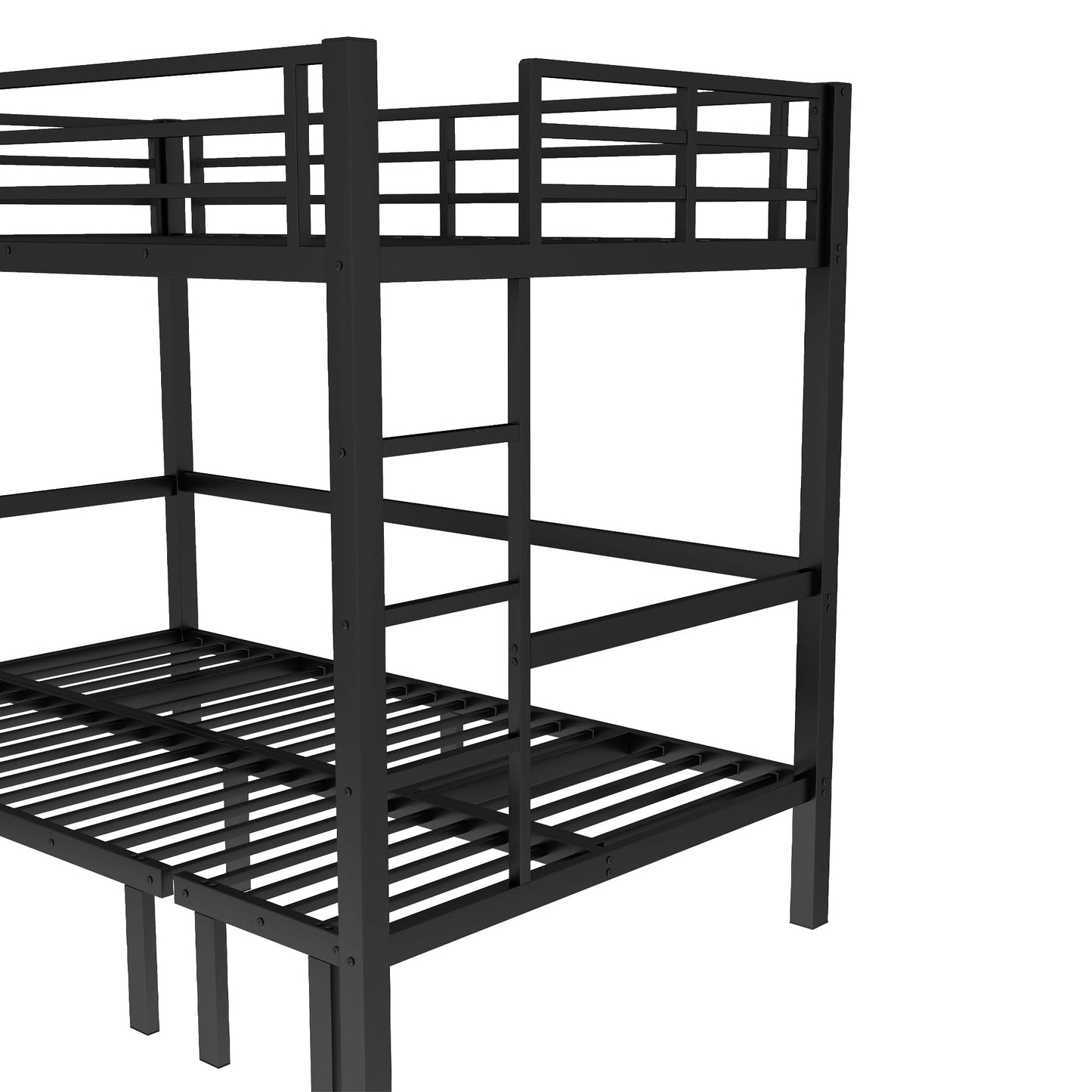 KavlSean Twin XL Over Twin XL Size Bunk Bed, Heavy Duty Loft Bed, Lower Bunk can be Pulled Out in Three Sections, Metal Bunk Bed with Safety Guardrails for Teens, Adults (Twin XL)