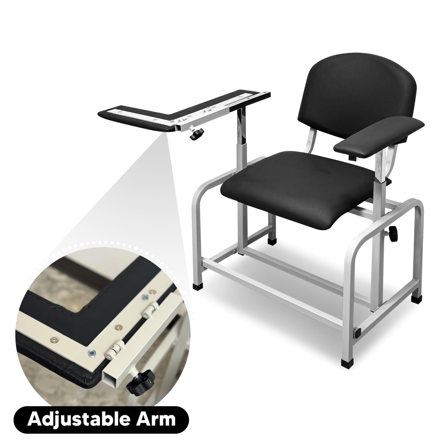 Adjustable Phlebotomy Blood Draw Chair with Armrest – Comfortable, Durable, and Ergonomic Chair for Medical Labs, Clinics, and Hospitals, Easy-to-Clean