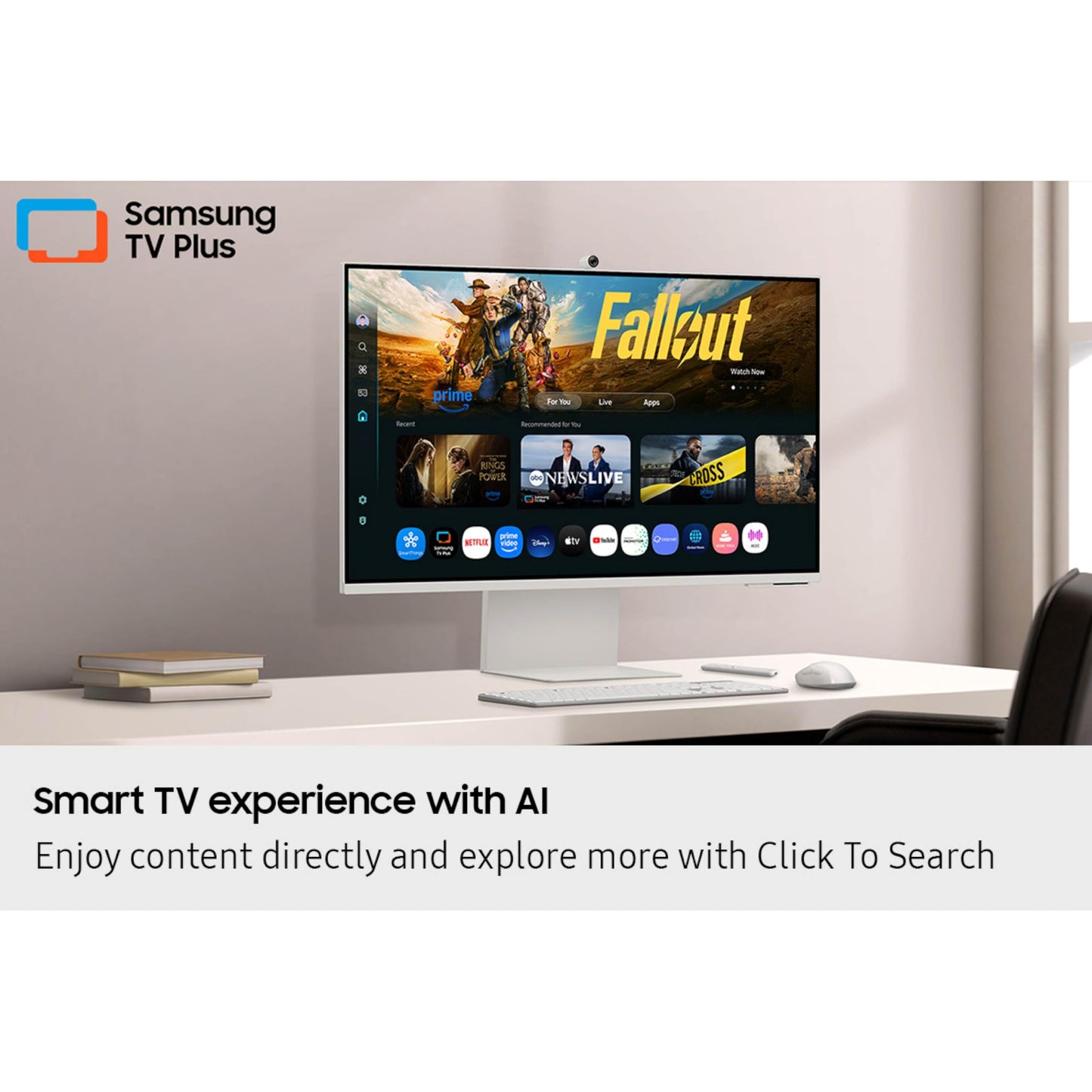 Samsung 32” Smart Monitor M8 (M80F) 4K UHD Display, Samsung Vision AI, Smart TV Apps, Gaming Hub, USB-C, HDMI and USB-A, White, LS32FM803UNXZA, 2025
