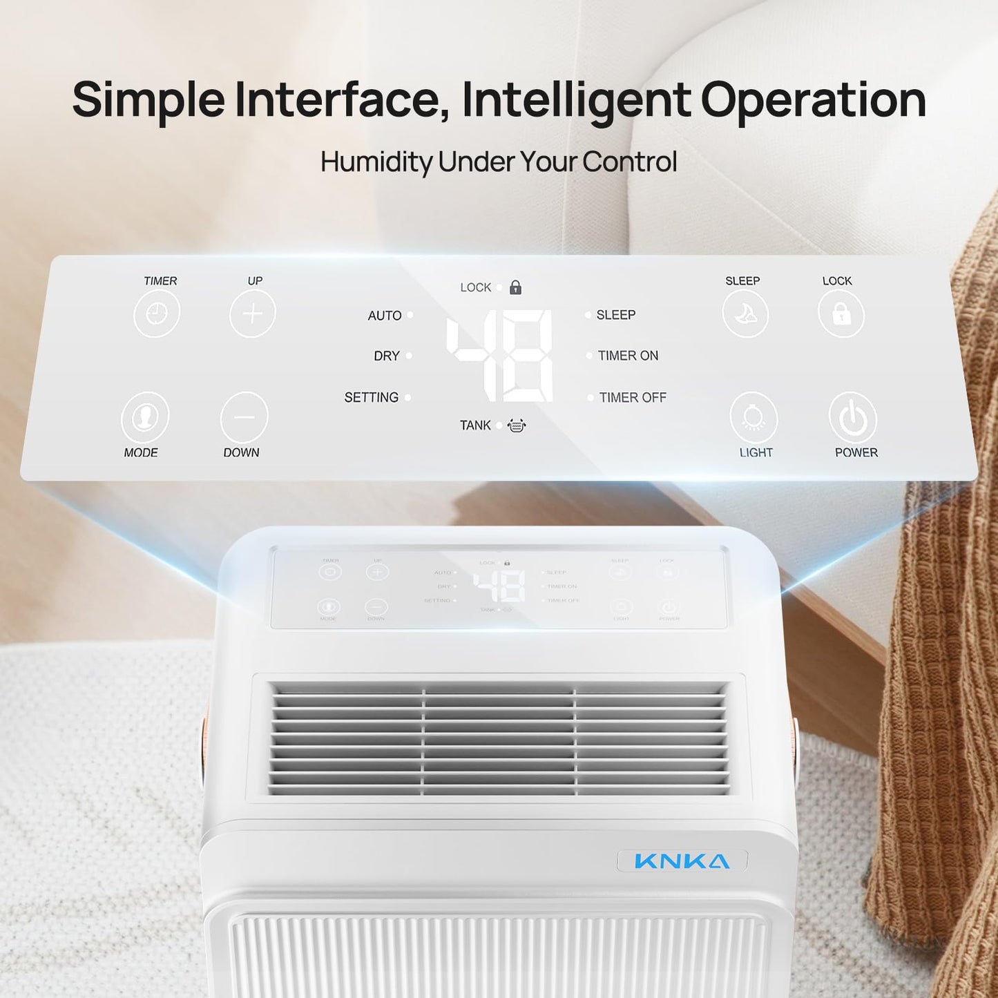 KNKA ENERGY STAR 4500 Sq.Ft Dehumidifier, Max 80 Pint/Day Dehumidifier with Drain Hose, Dehumidifier for Basement, Bedroom, Bathroom, Large Room, Smart Humidity Control, Dual Timer, Sleep Mode