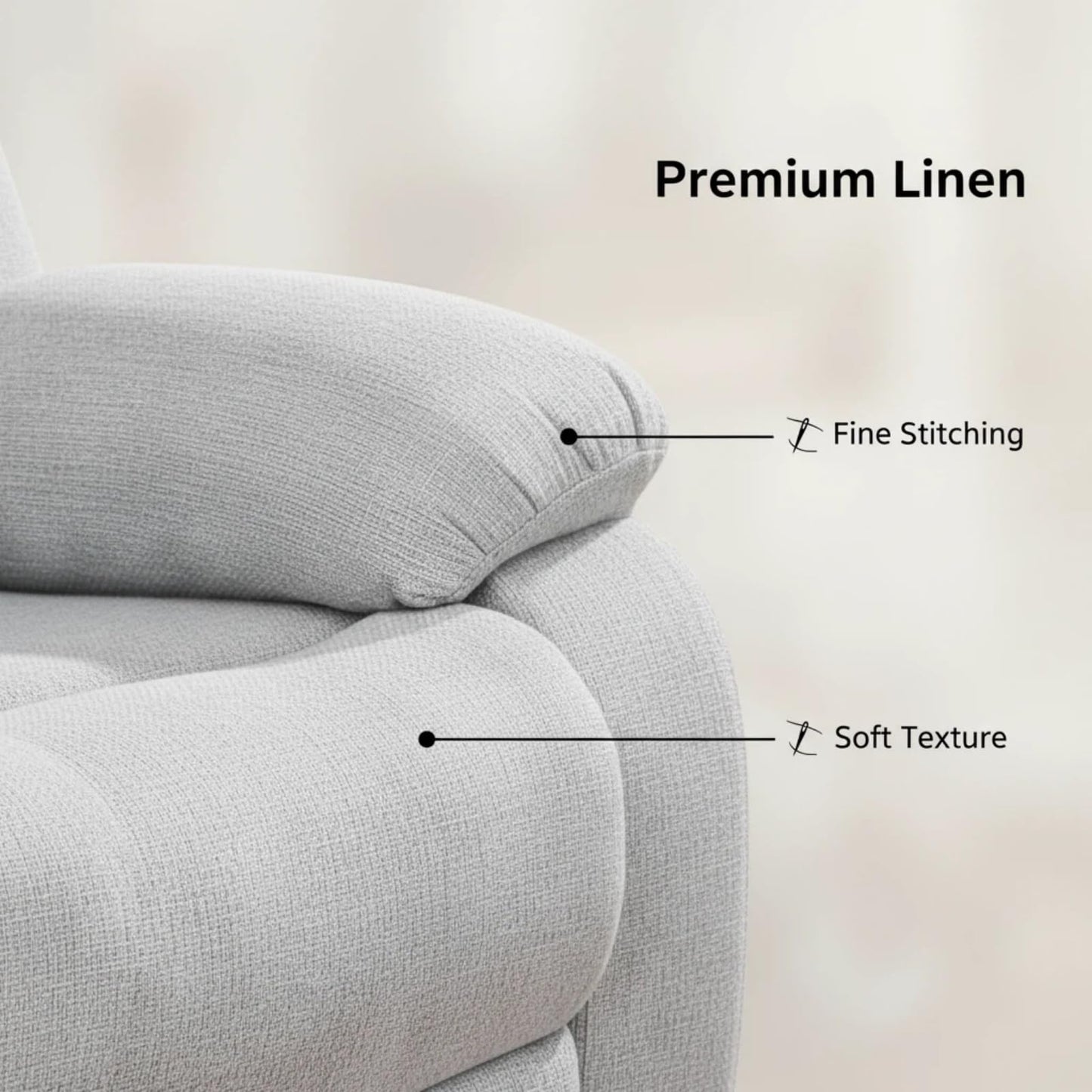 Trygoal Linen Recliner Sofa Set, Living Room Furniture Set, Adjustable Backrest Reclining Loveseat Sofa with Storage Console & Cup Holders, Manual Recliner Chair for House, Home Theater, Grey