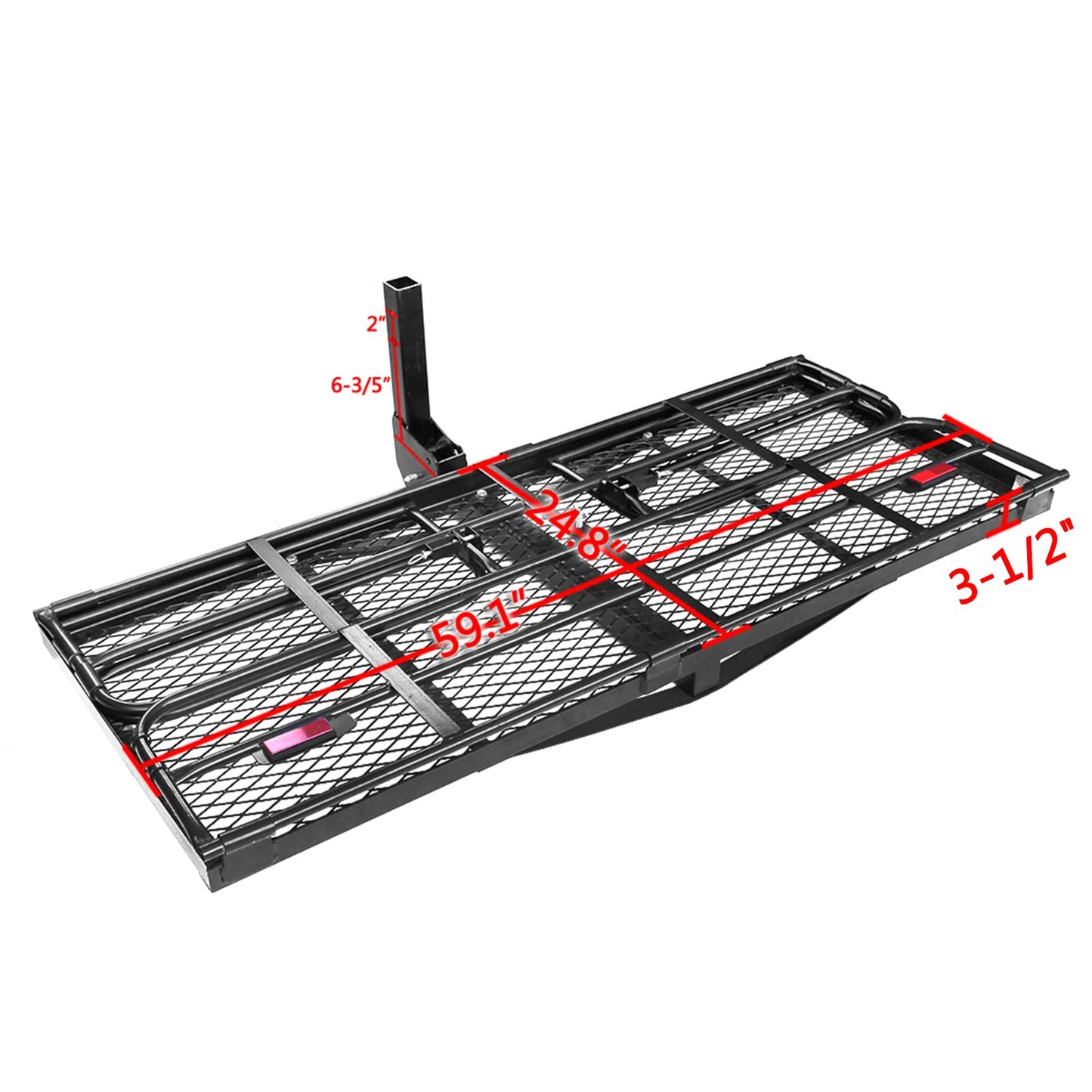 OKLEAD 500 Lbs Heavy Duty Hitch Mount Cargo Carrier 60" x 24" x 14.4" Folding Cargo Rack Rear Luggage Basket Fits 2" Receiver for Car SUV Camping Traveling