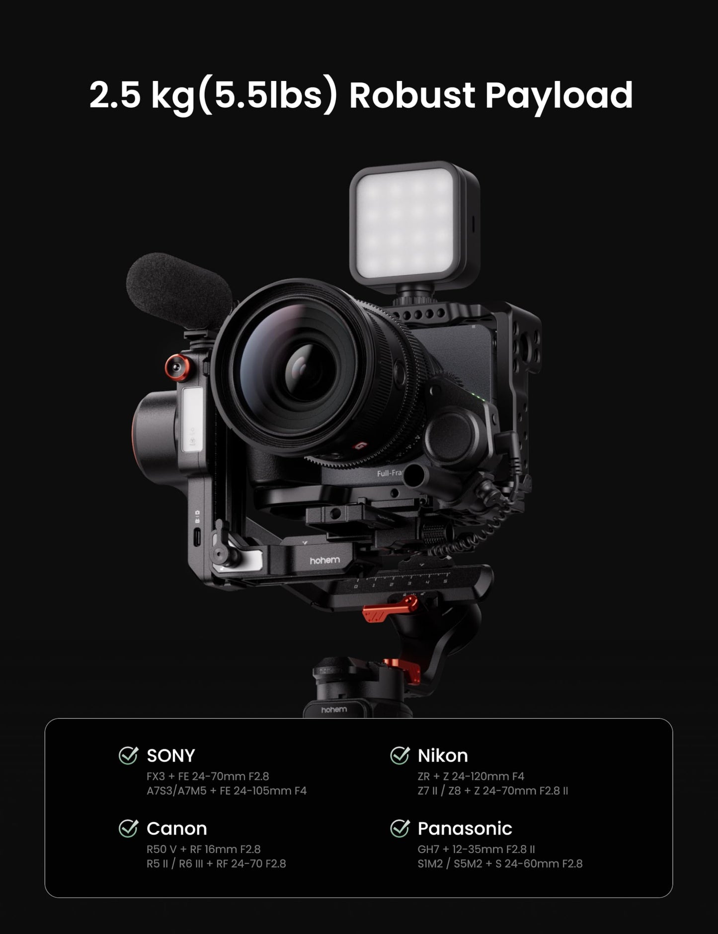 Hohem iSteady MT3 Pro Kit 3-Axis Gimbal Stabilizer for Camera, AI Tracker with Fill Light, for Mirrorless/Pocket/Action Camera/Smartphone, Detachable Touchscreen Control, for Canon/Nikon/Sony/Fujifilm