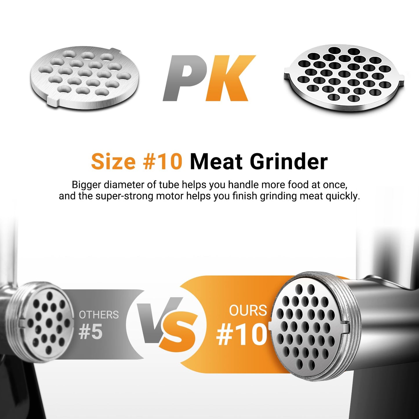 AAOBOSI Heavy Duty Stainless Steel Meat Grinder | 3000W Max | 3 Plates | 3 Sausage Stuffers | Stainless Steel Blade | Kubbe Maker | One-Button Control