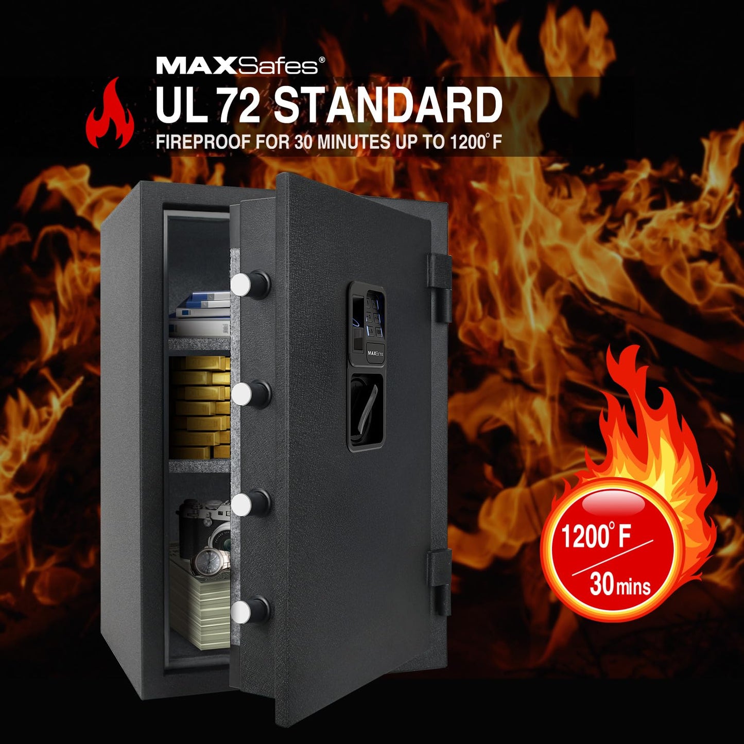 3.5 Cu ft Biometric Fireproof Safe Box, Finger Vein Fire Resistant Security Safe