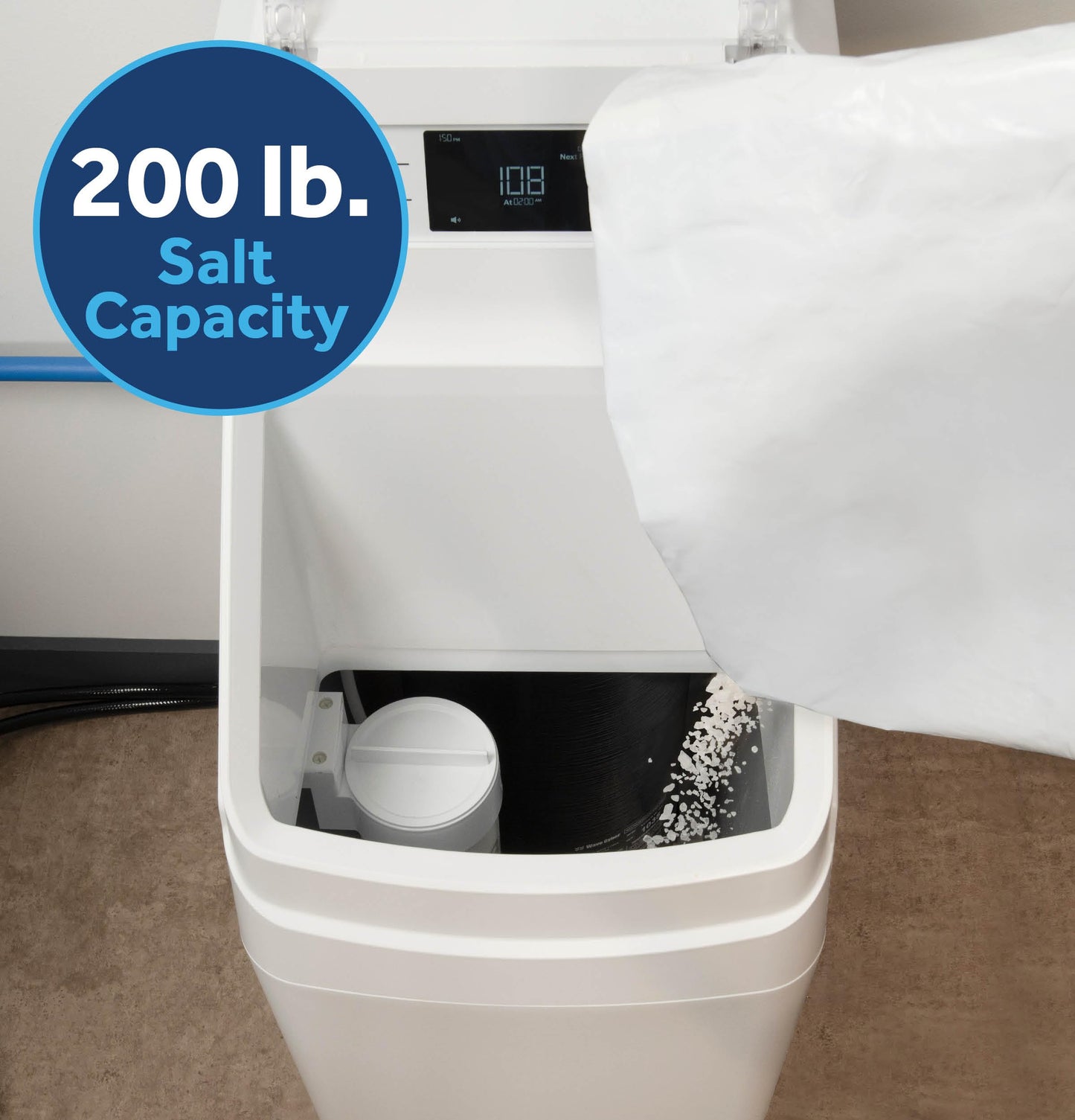 GE Smart Water Softener, 35,000 Grain, Reduce Hard Minerals to Whole House, Built-in WiFi with Water Flow Alerts, Soft Water for Shower, Appliances, and Plumbing, GXSH35W