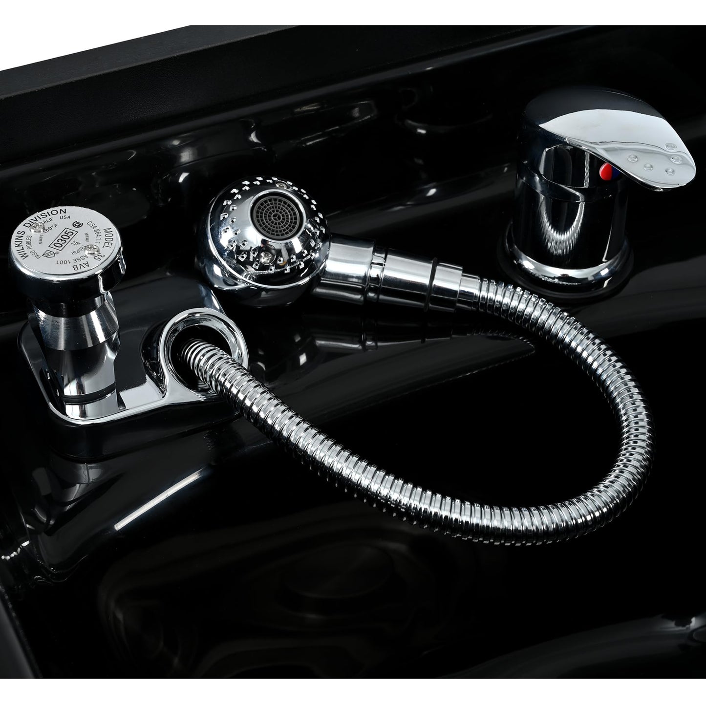 Virubi 43“ Shampoo Backwash Station for Salons,Salon Station with Shampoo Bowl & Storage Layer, Drawer,10V Outlets, USB Port, Faucet Sprayer, Salon Equipment for Spa Beauty