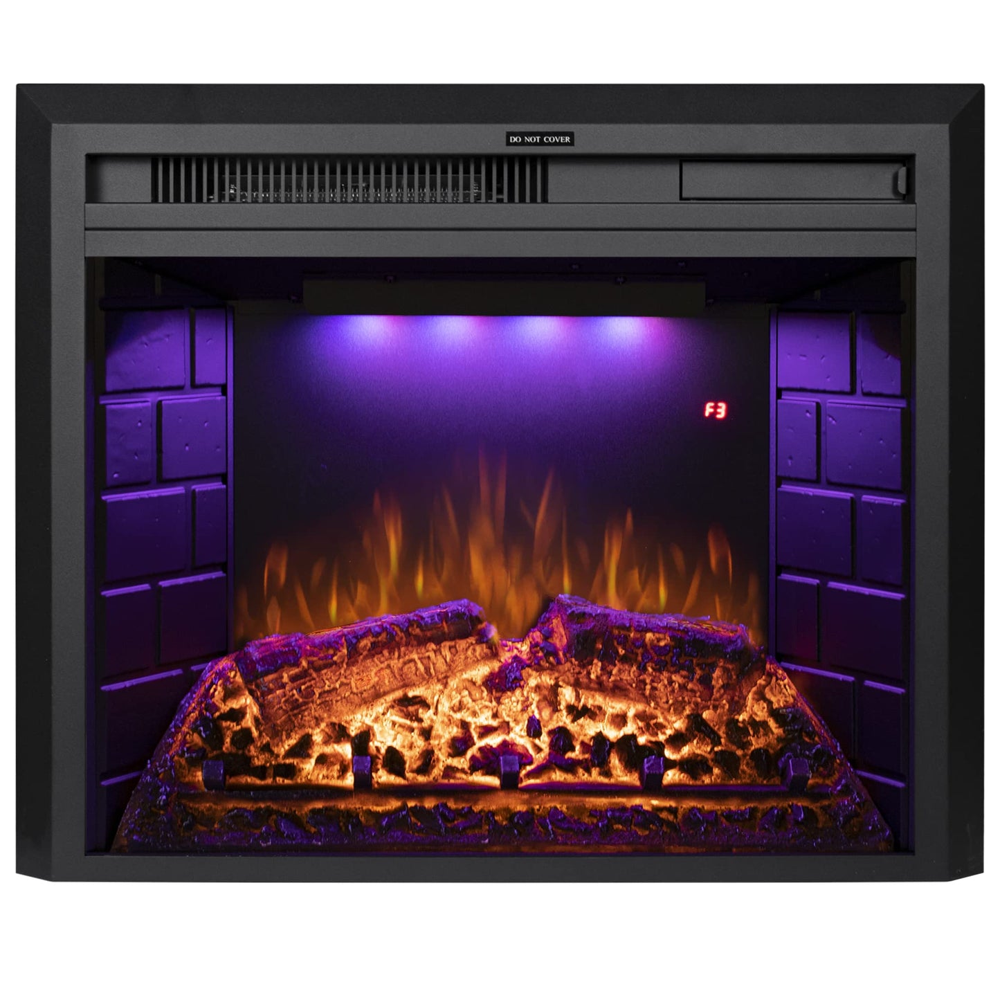 Benrocks 25'' Electric Fireplace Inserts, Recessed & Built in Wall Electric Fireplace Heater with Fire Crackling Sound, Adjustable Top Light & Flame Speed, Overheating Protection, 750/1500W Black