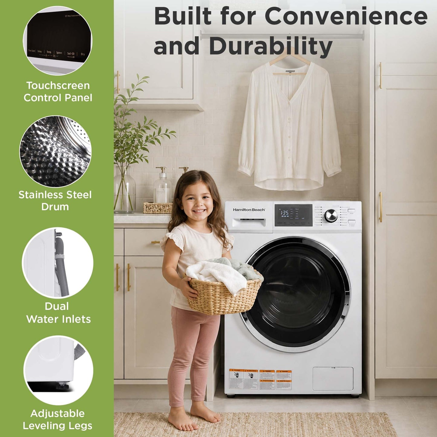 HAMILTON BEACH Washer and Dryer Combo 2.7 cu ft - White