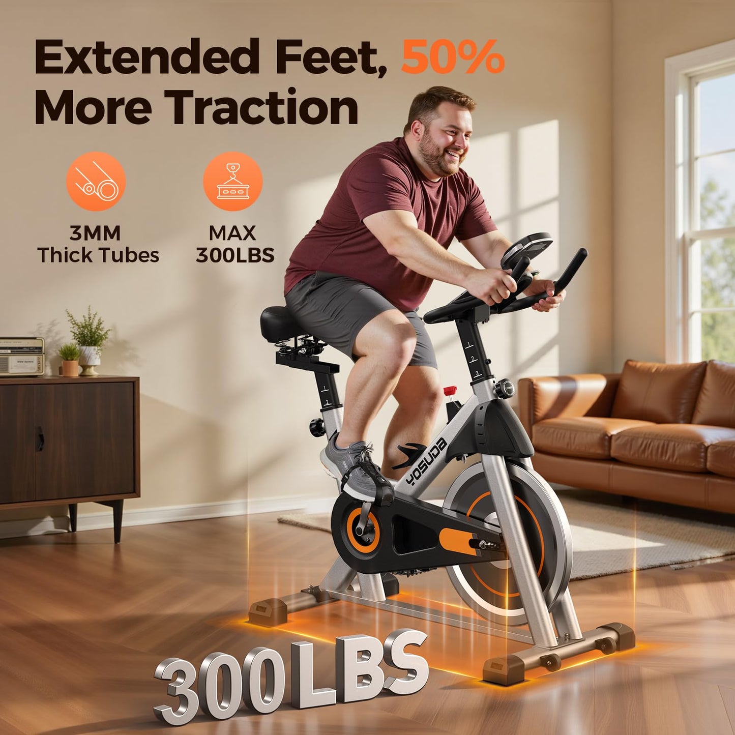 YOSUDA Exercise Bike, Brake Pad Stationary Bike for Home with Exclusive App, Magnetic Indoor Cycling Bike with 300 lb Weight Capacity, Low Noise, Tablet Holder and Fitness Courses for Weight Loss - Magnetic-Black