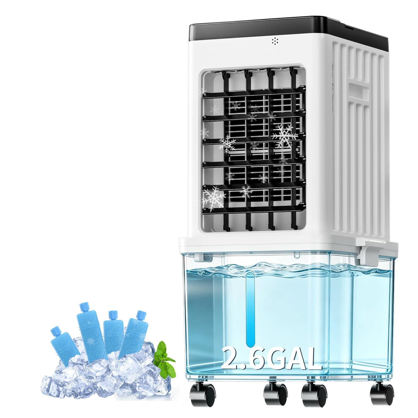 Portable Air Conditioners, Swamp Cooler Portable AC Unit with Removable 2.6 Gal Water Tank, Windowless Evaporative Air Cooler with 3 Speeds for Bedroom & Office, Fast Cooling Portable AC for Home Use