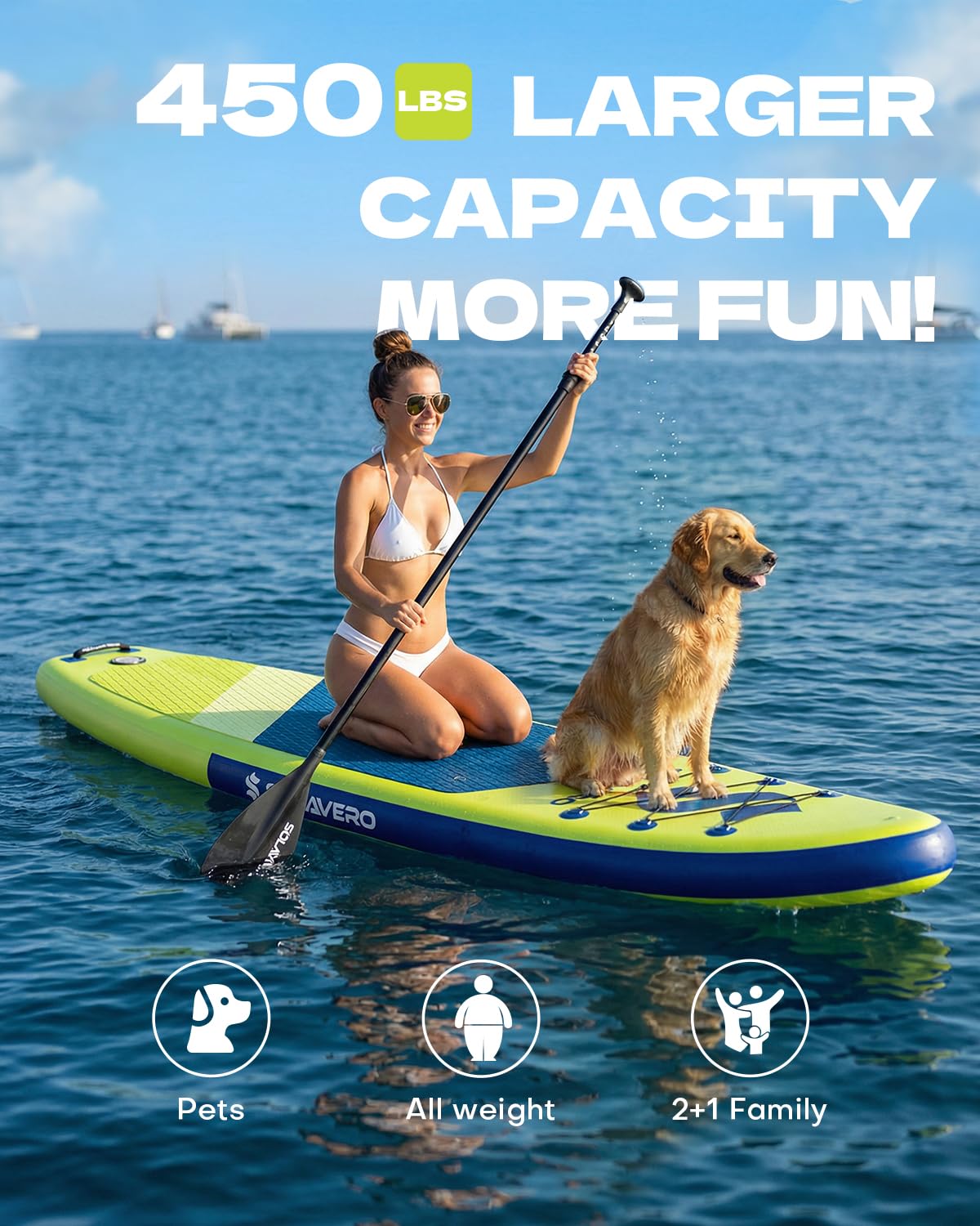 SOLAVERO 10'6" Inflatable Stand Up Paddle Board with Premium SUP Accessories, Anti-Slip EVA Deck for Adults of All Skill Levels, Paddleboard for Fishing, Yoga & Sunbathing