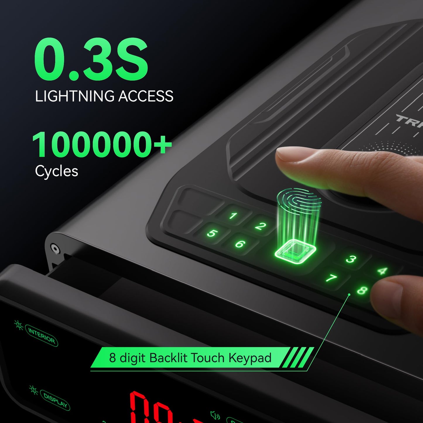 TRRKO Biometric Gun Safe for Handgun, 0.3s Auto-Open,Silent,Wireless Charging, 3-Way Unlock Fingerprint Pistol Safe, Fits 2 Full Size Pistols – Smart Handgun Safe for Nightstand/Bedside/Home/Office