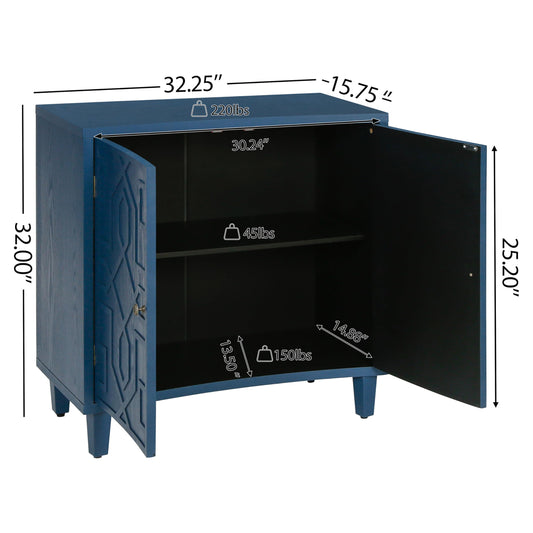 Merax Modern Storage Accent Cabinet with 2 Doors and Adjustable Shelf, Wood Sideboard Console Cabinet for Living Room, Hallway, Bedroom, Dining Room, Navy Blue Finish