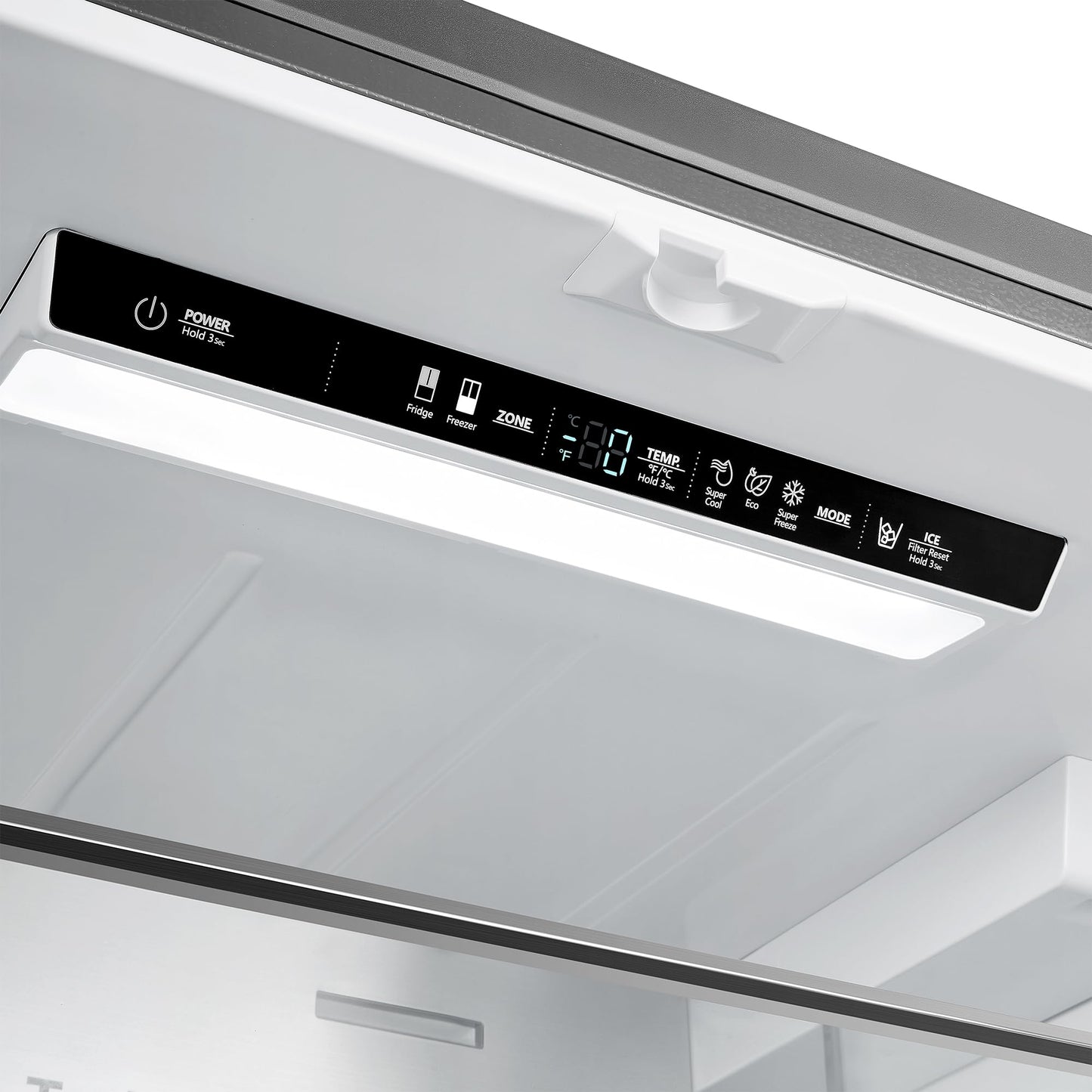 COSMO COS-FDR223GWSS 36 in. Lumin Collection 22.4 cu. ft. Counter Depth French Door Refrigerator, Water Dispenser, Ice Maker, Stainless Steel