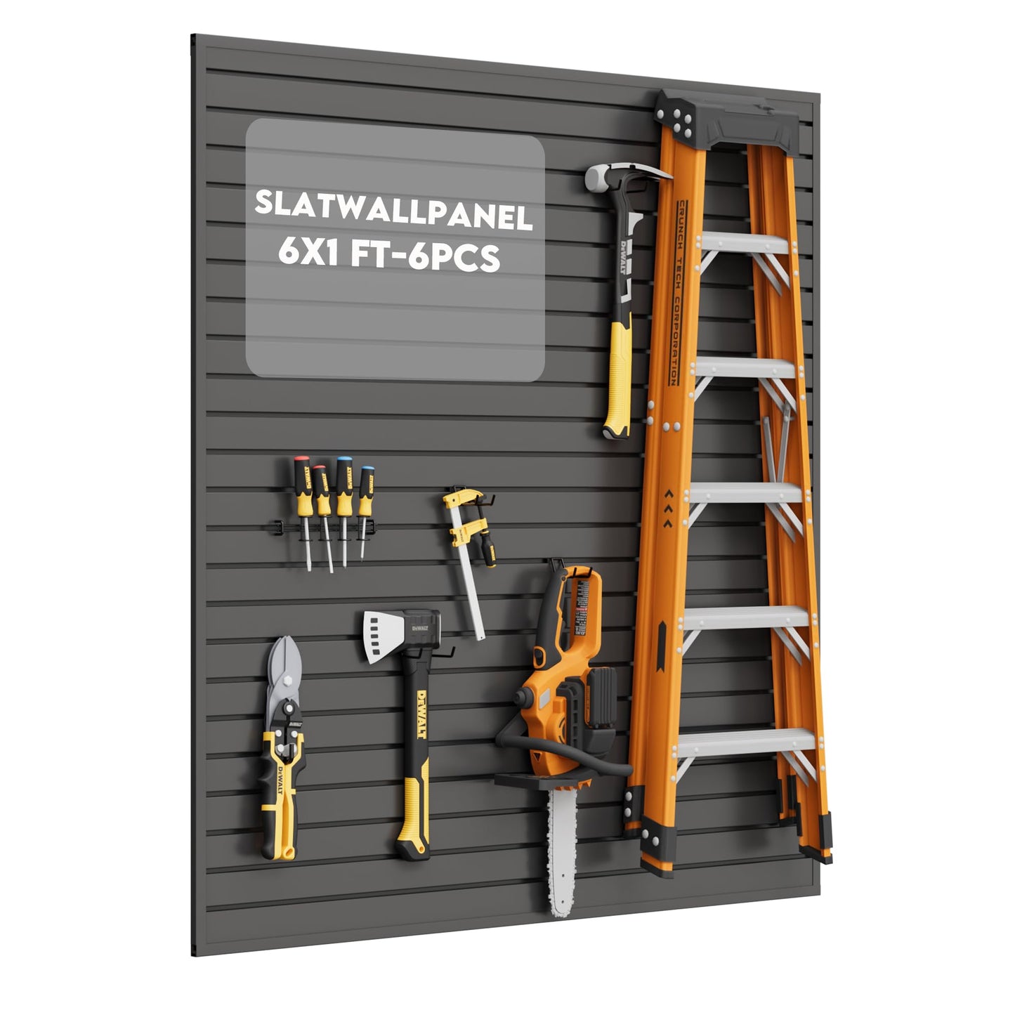 Garage Slat Wall Storage Systems Heavy Duty, Slatwall Panels Garage Wall Organizer 6x1FT Large Panel, Slat Wall Paneling Slat Board PVC Wall Panels Garage Storage Organization (BLACK, 6x1FT-6PANEL)