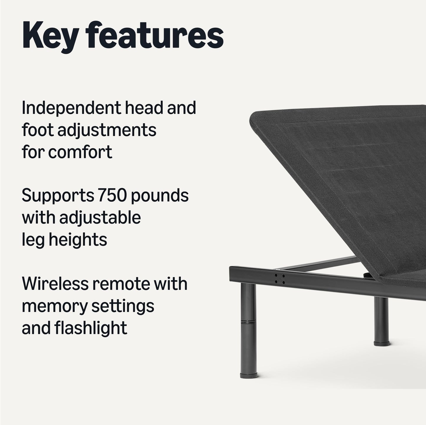 Amazon Basics Adjustable Metal Platform Bed Base with Wireless Remote Control, Twin XL Size
