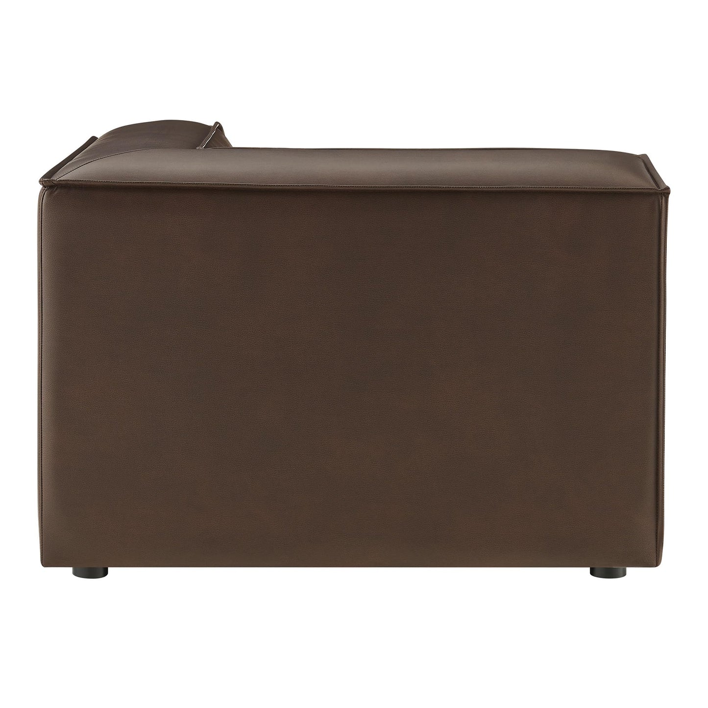 Modway Restore Faux Leather Modular Corner Chair in Espresso - Living Room Vegan Leather Upholstered Single-Arm Accent Armchair for Sectional Sofa with Coil Seat Support and French Piping