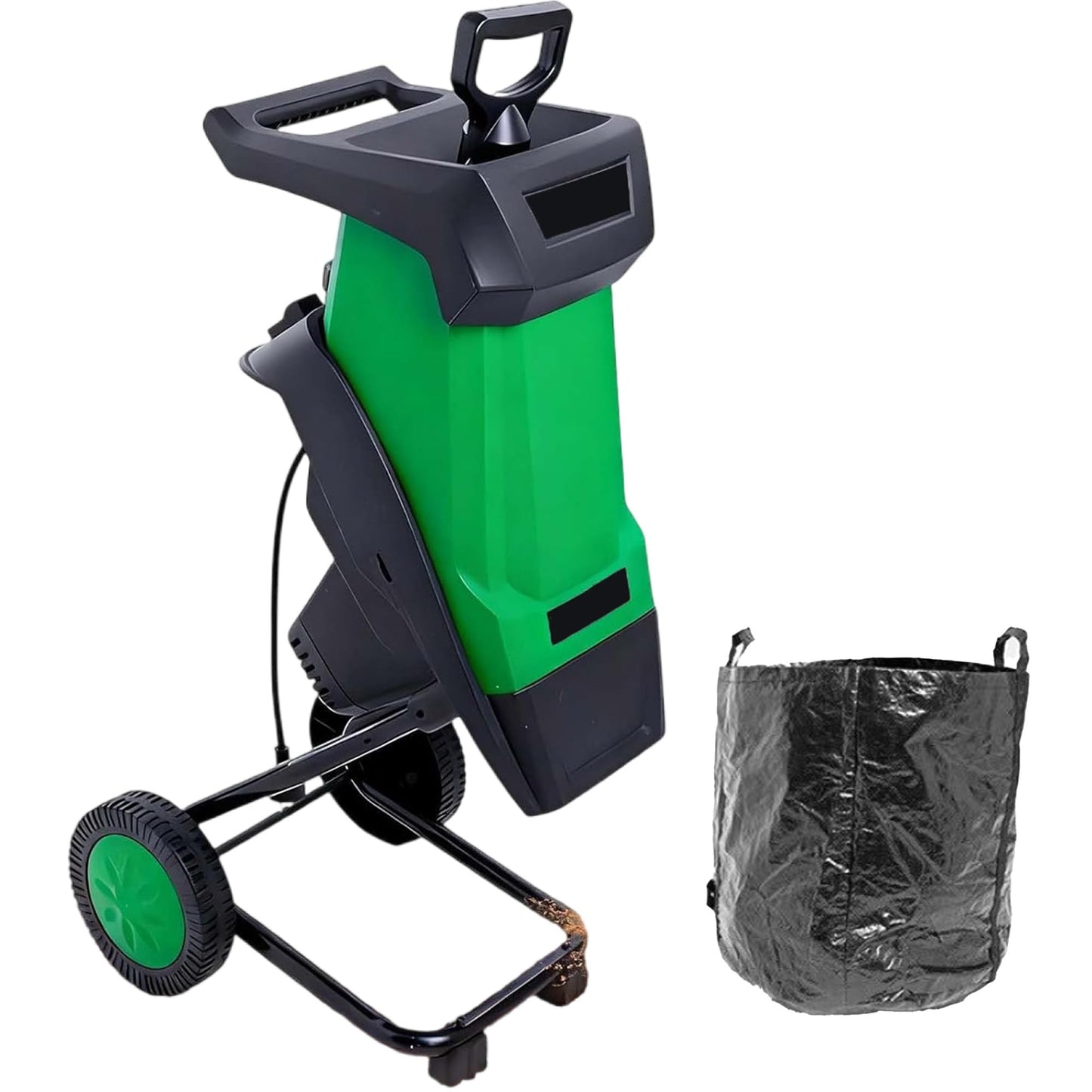 ZHDANB Wood Shredder, Mulching Machine, 40mm/1,57in Branch Chipper, 50L Collection Bag, Home Garden Shredder Electric, for Processing Branches, Sticks & Yard Waste Green