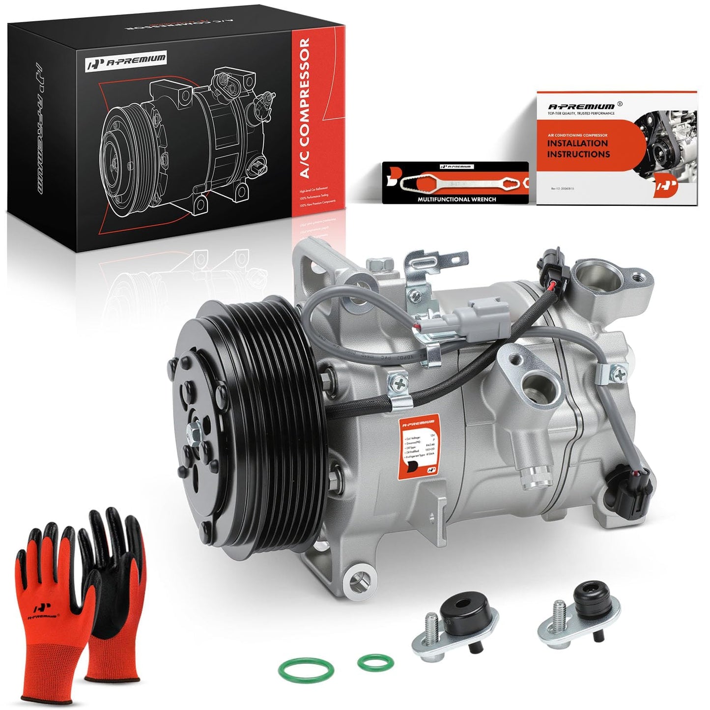 A-Premium Air Conditioner AC Compressor with Clutch Compatible with Infiniti Q50 3.0L 2016-2021, Q50 3.7L 2014-2015, Q60 3.0L 2017-2020
