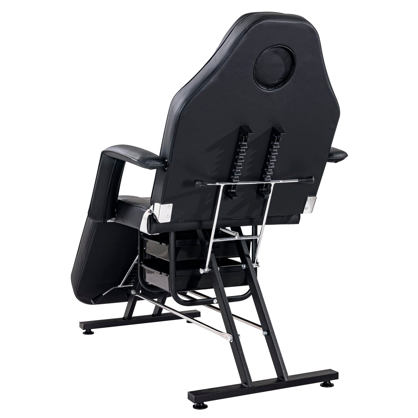 KEIKI Massage Salon Tattoo Chair Esthetician Bed with 2 Tray, Hydraulic Stool, Standard Multi-Purpose 3-Section Facial Bed Table with Adjustable Spa Beauty Equipment, Easy Assembly, Black