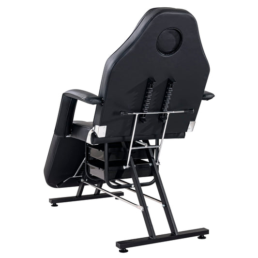 KEIKI Massage Salon Tattoo Chair Esthetician Bed with 2 Tray, Hydraulic Stool, Standard Multi-Purpose 3-Section Facial Bed Table with Adjustable Spa Beauty Equipment, Easy Assembly, Black