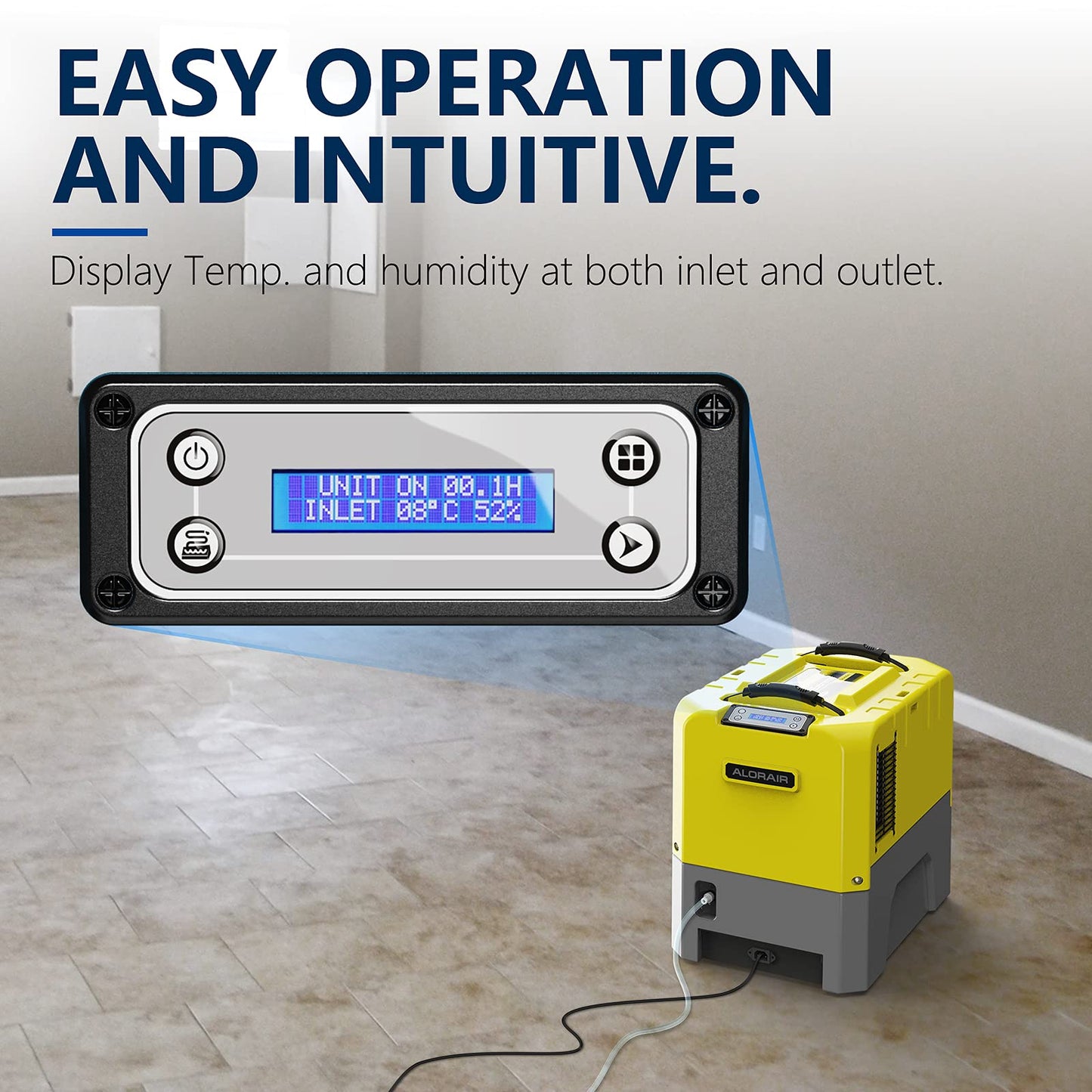 ALORAIR 180 PPD Commercial Dehumidifier with Pump Drain Hose, LGR Dehumidifiers for Basement Warehouse & Job Sites, Crawl Space Dehumidifier for Water Damage Restore, 6-Year-Limited Warranty, Yellow