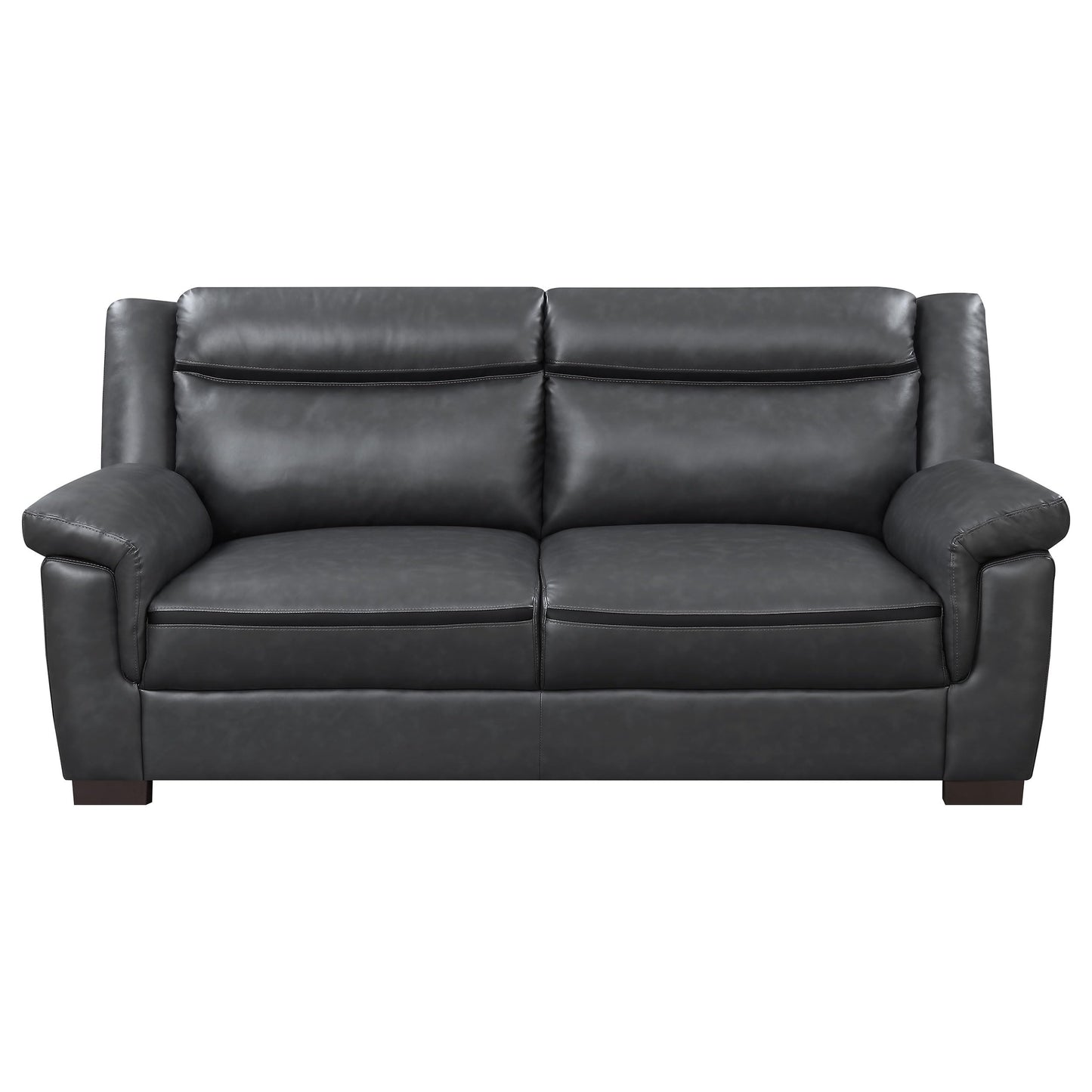 Coaster Home Furnishings - Arabella - 2-Piece Leatherette Upholstered Sofa and Loveseat Set with Padded Arms - Transitional - Living Room - Gray - 506591-S2