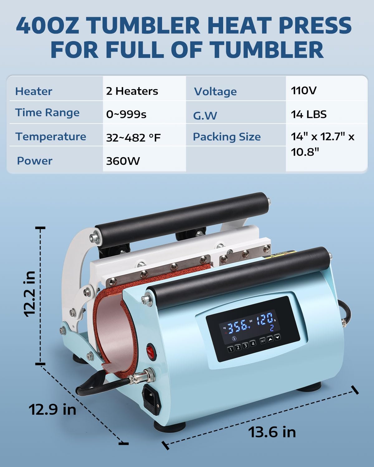 OFFNOVA 2 in 1 Dual 40 OZ Tumbler Heat Press Machine Double Station Combo Mug Heat Press Machine for 30oz 40oz Tumbler Top and Tapered Bottom Full Wrap Sublimation Printing