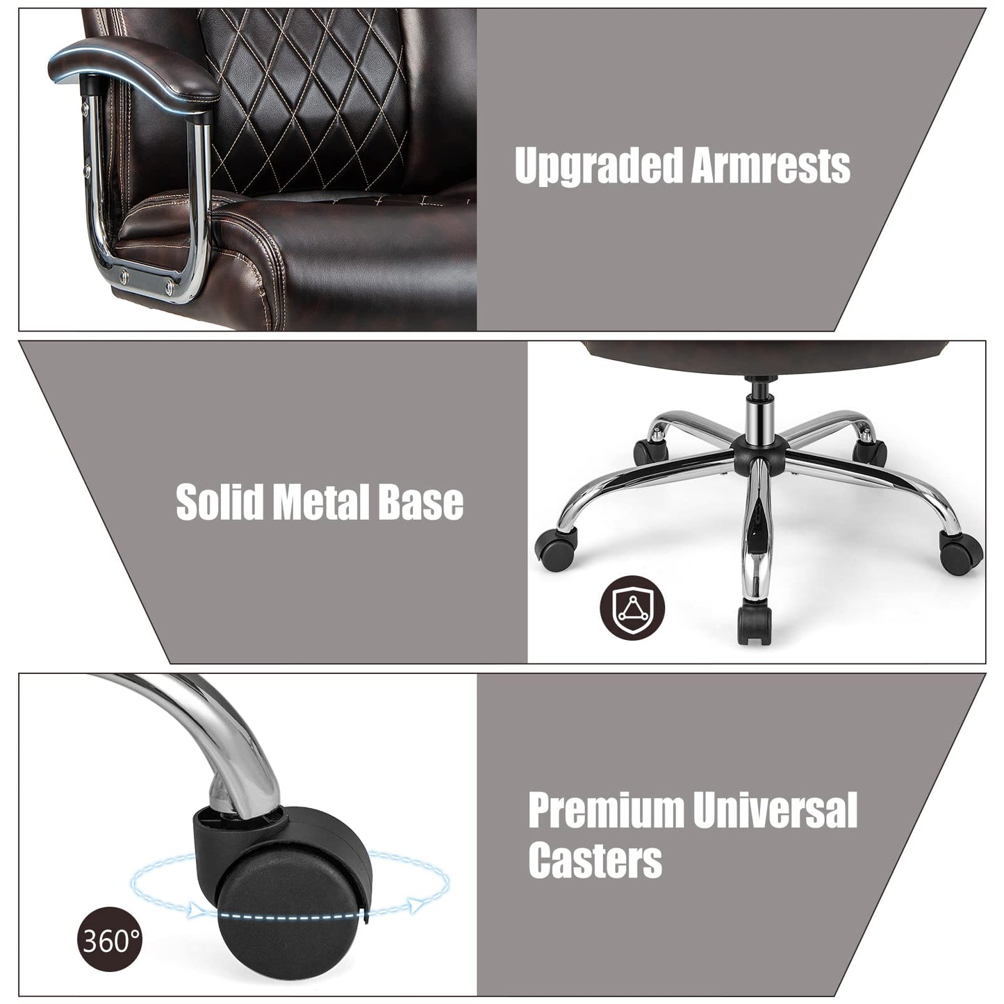 Giantex Big and Tall Office Chair 500 LBS, High Back Executive Office Chair for Heavy People, Adjustable Swivel Desk Chair, PU Leather Computer Chair with Extra Wide Seat for Home Office, Brown