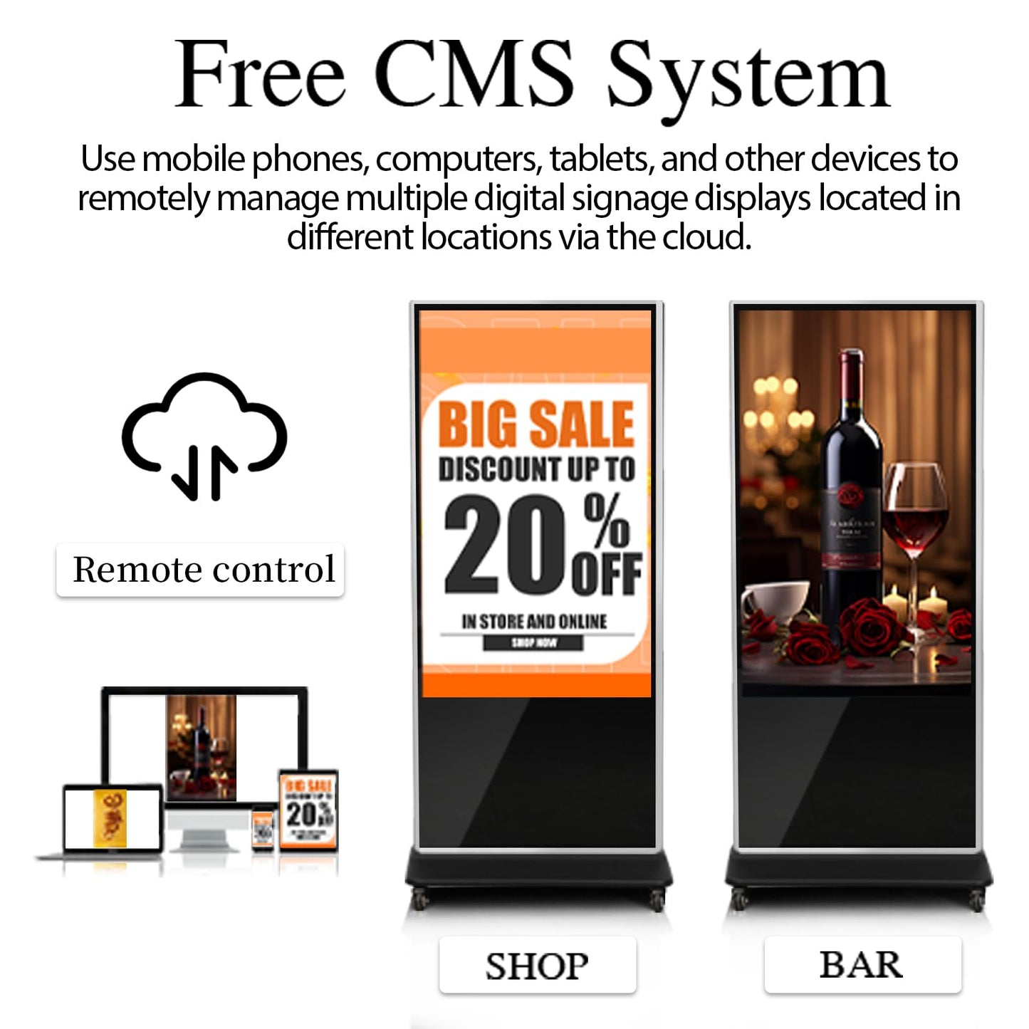 KEINONE 43" Touch Digital Signage Display Kiosk Floor Stand Advertising