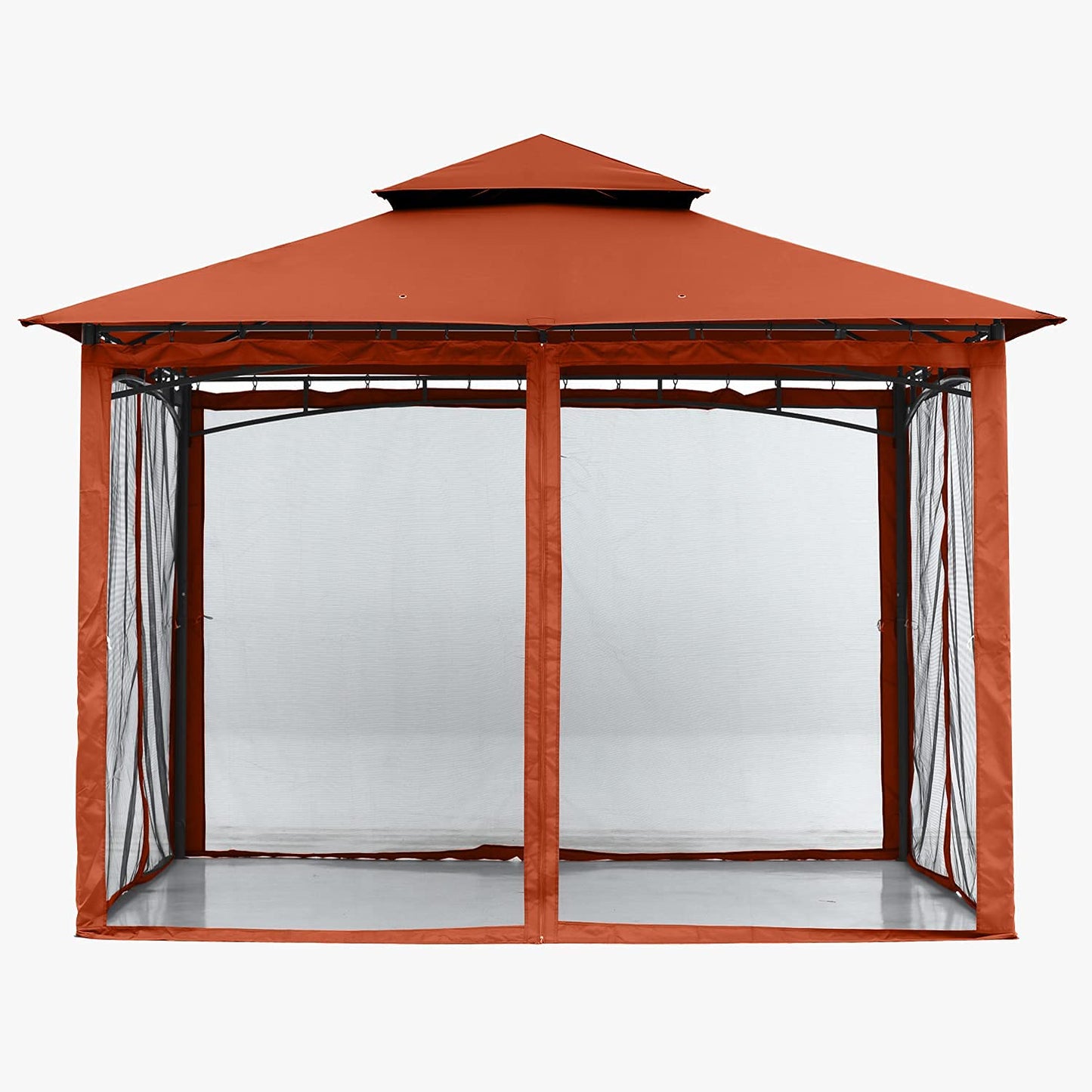 ABCCANOPY Gazebos for Patios 10x12 - Outdoor Steel Frame Gazebo with Mosquito Netting for Lawn Backyard Garden Deck (Rust Red)
