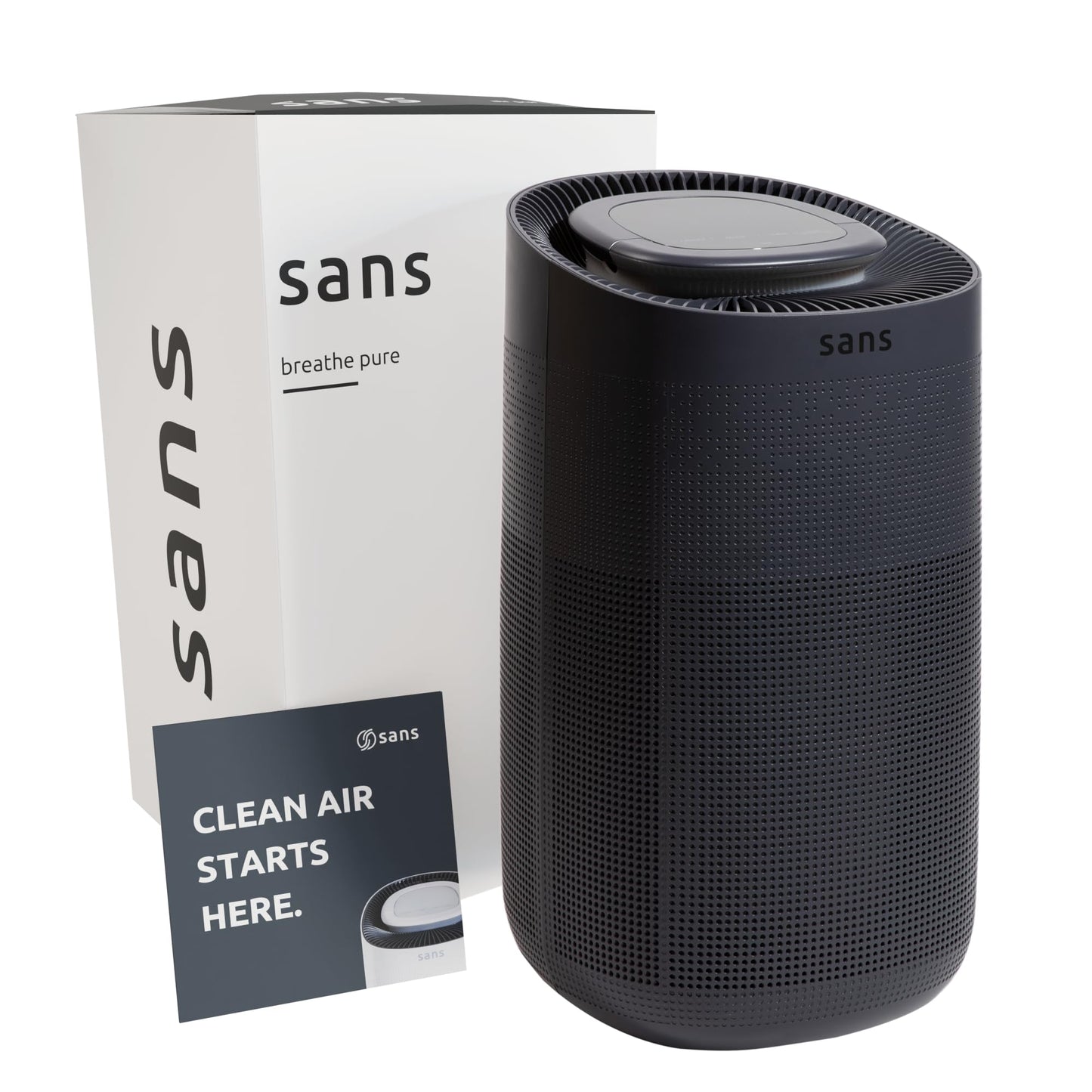 Sans True HEPA Air Purifier for Extra Large Rooms (1,854 sq ft) | UV-C Light Layer & Carbon Odor Absorption | Quiet 35dB Auto-Mode, Captures Smoke, Dust & Allergens (Midnight)
