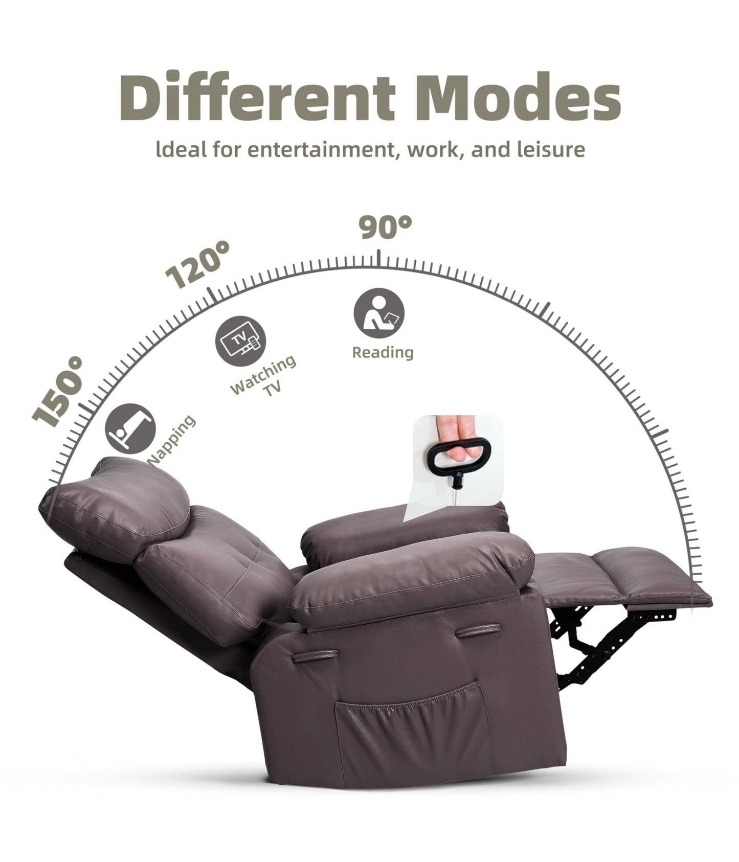Garvee Oversized Swivel Rocker Recliner Chair - Heat and Massage, Leather Manual Recliner for Adults, Lazy Chair with Comfort Arms and Back Single Sofa for Living Room