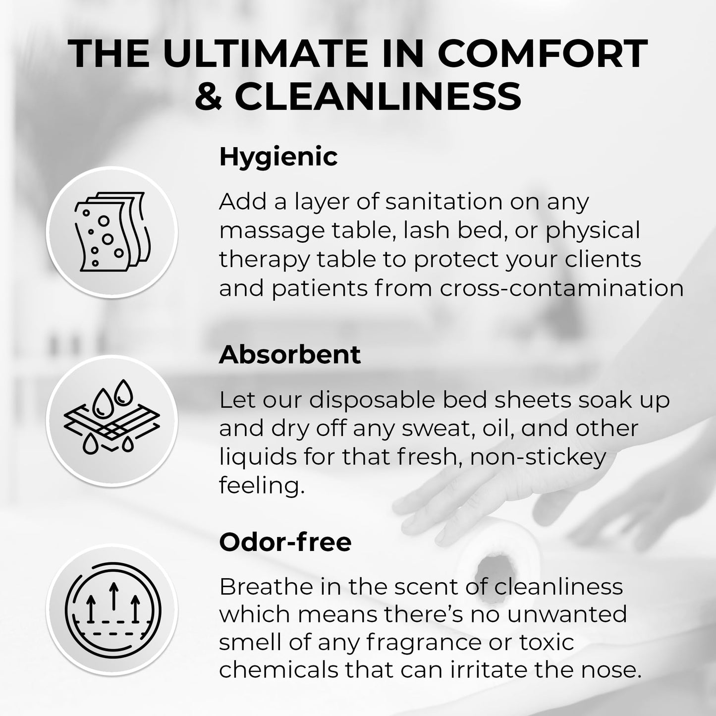 MASERTIO Disposable Massage Bed Cover - 60 Sheets Per Roll, Non-woven Disposable Material - Ideal for Spa, Massage Table, Tattoo, Waxing Table - No Crinkle Table Sheets - 31.5 x 71 Inches (6 Rolls)