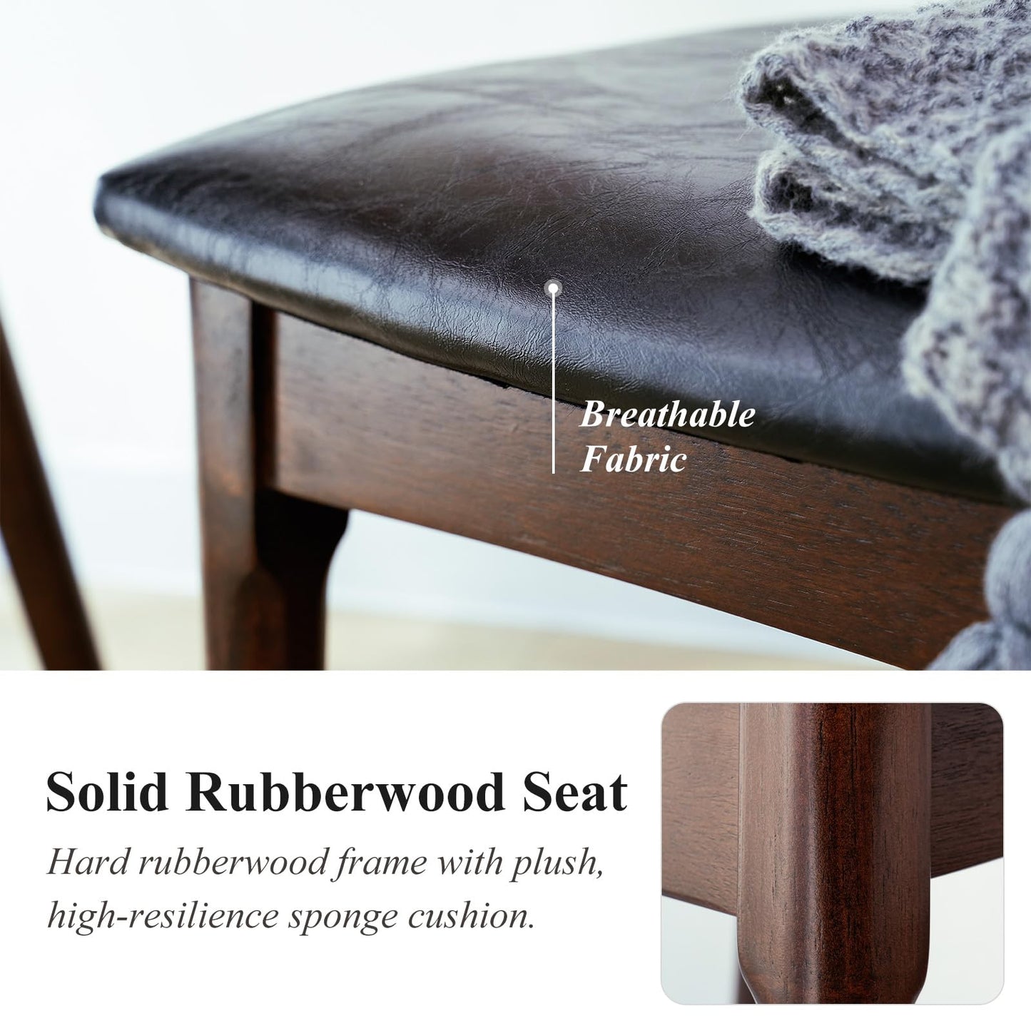 Cttasty Office Chair, Wood Desk Chair with Upholstered PU Leather, Computer Chair, Modern Dining Chair, Mid Century Dining Chair, Wood Accent Chair,Walnut Chair