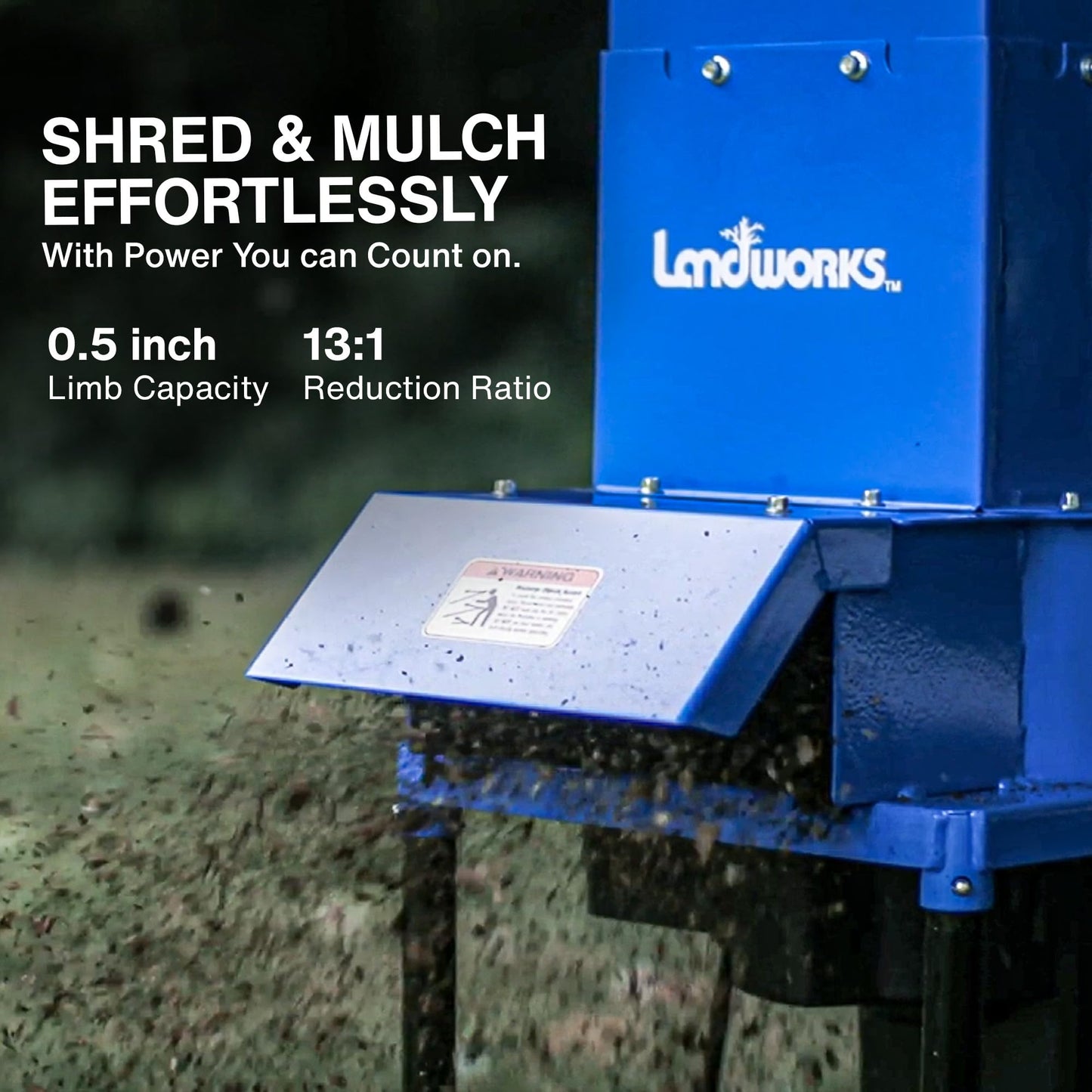 Landworks Leaf Mulcher Shredder Electric Green and Waste Management Heavy Duty 120V AC 11" Inch Cutting Blade .5" Inch Cutting Capacity for Leaves, Grass, & Clippings