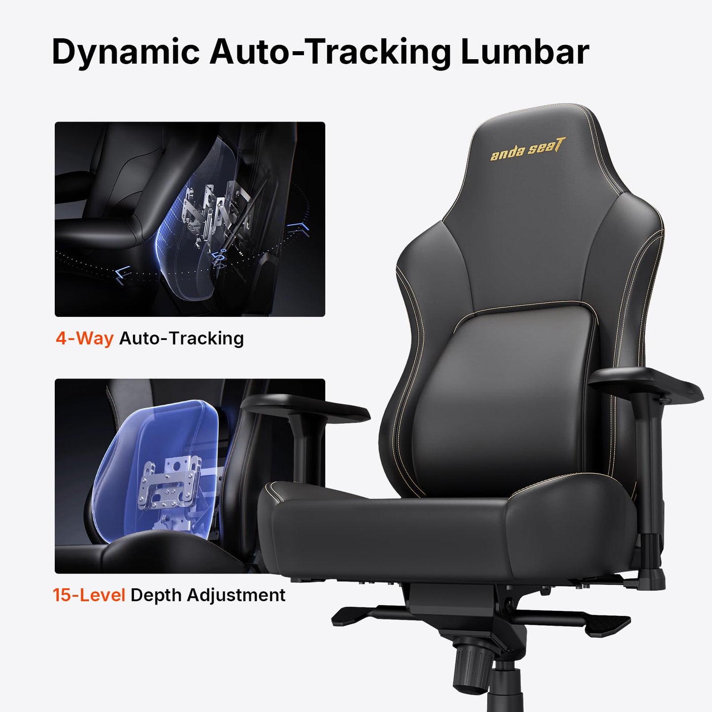 Anda Seat Phantom 4 Pro PVC Leather Gaming Chairs for Adults - Large Wide Seat Gamer Chair with Dynamic Lumbar Support, Ergonomic Video Game Seats with Magnetic Headrest - 3D Armrests, Royal Black