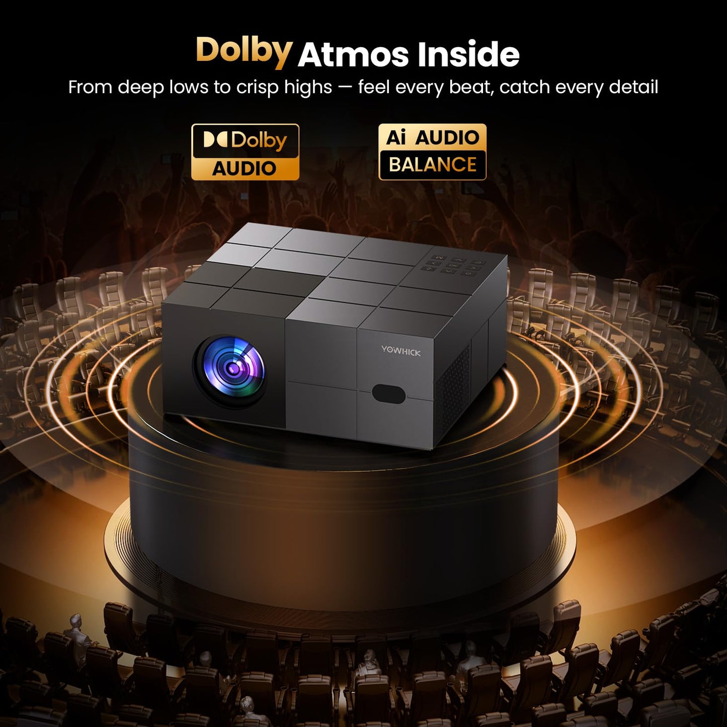4K Projector with Built-in Apps, 1500 ANSI/Compatible with Netflix/Dolby Audio Smart Projector with WiFi 6 and Bluetooth 5.3,Outdoor Movie Proyector for Home Theater Gift for Her/Him