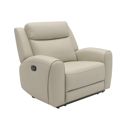 Furniture of America Larson Modern Leather Recliner Chair with Contour Armrests and High Density Foam, Reclining Couch for Living Room, Office, Home Theater, Playroom, Beige
