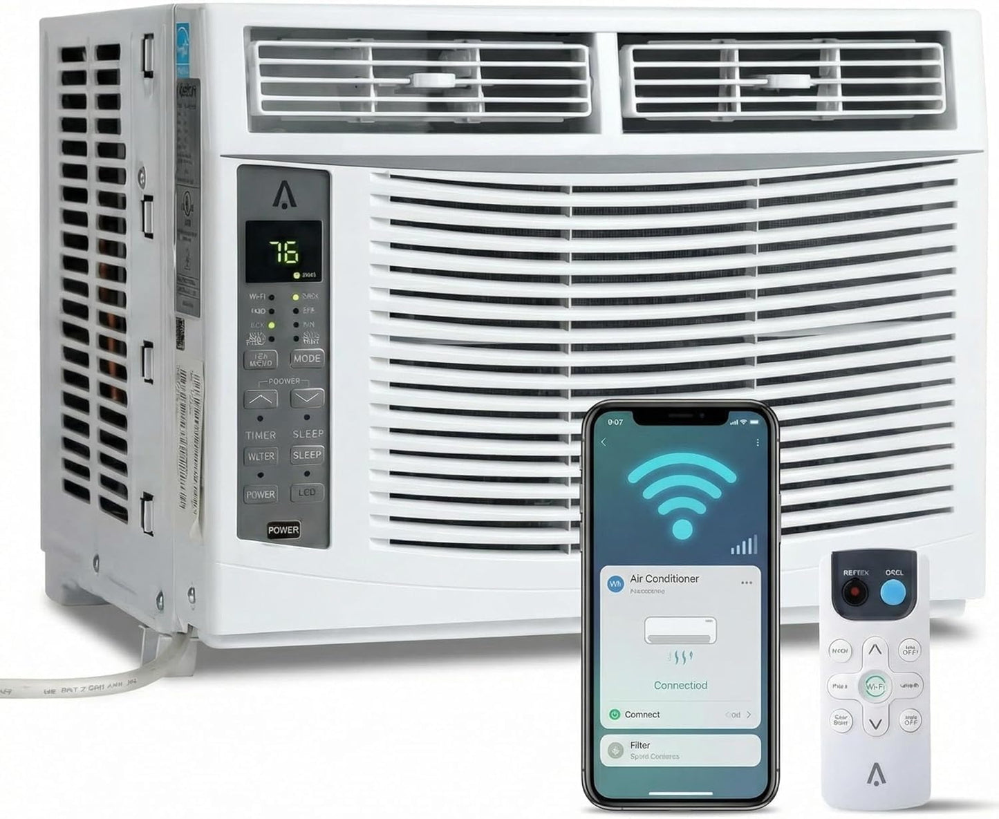 Garvee 6,000 Btu Window Air Conditioner, WiFi & App Control, Ultra Quiet, Enabled Saddle Window AC Unit Cools Up to 300 Sq. ft, Cooling, Dehumidifier, Flexible for Home/Office
