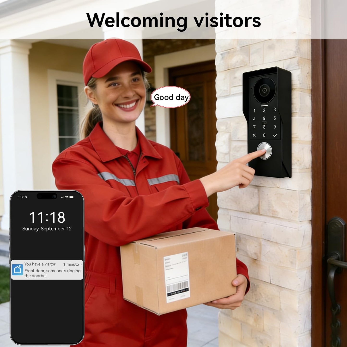 KeonBell Video Door intercom 2-Wired, doorbell withCamera, Full HD Camera, Door intercomSupports Password, 7" WiFi Monitor andTuya APP, 2-Way Audio, Unlock for HomSecurity System