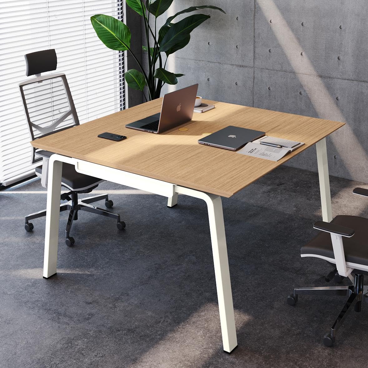 Offee Modular Computer Office Desk, Modern Style Small Study Writing Workstation Table for Home & Business, 2 Person (47" x 47")