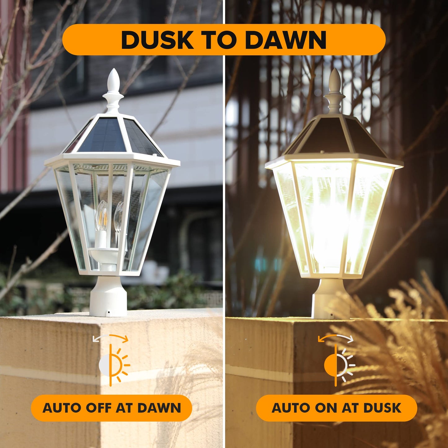 LUTEC LED Post Solar Light Outdoor, Vintage Design, 300LM, 2700K, Aluminum, Single Head, White, Model 6951302053