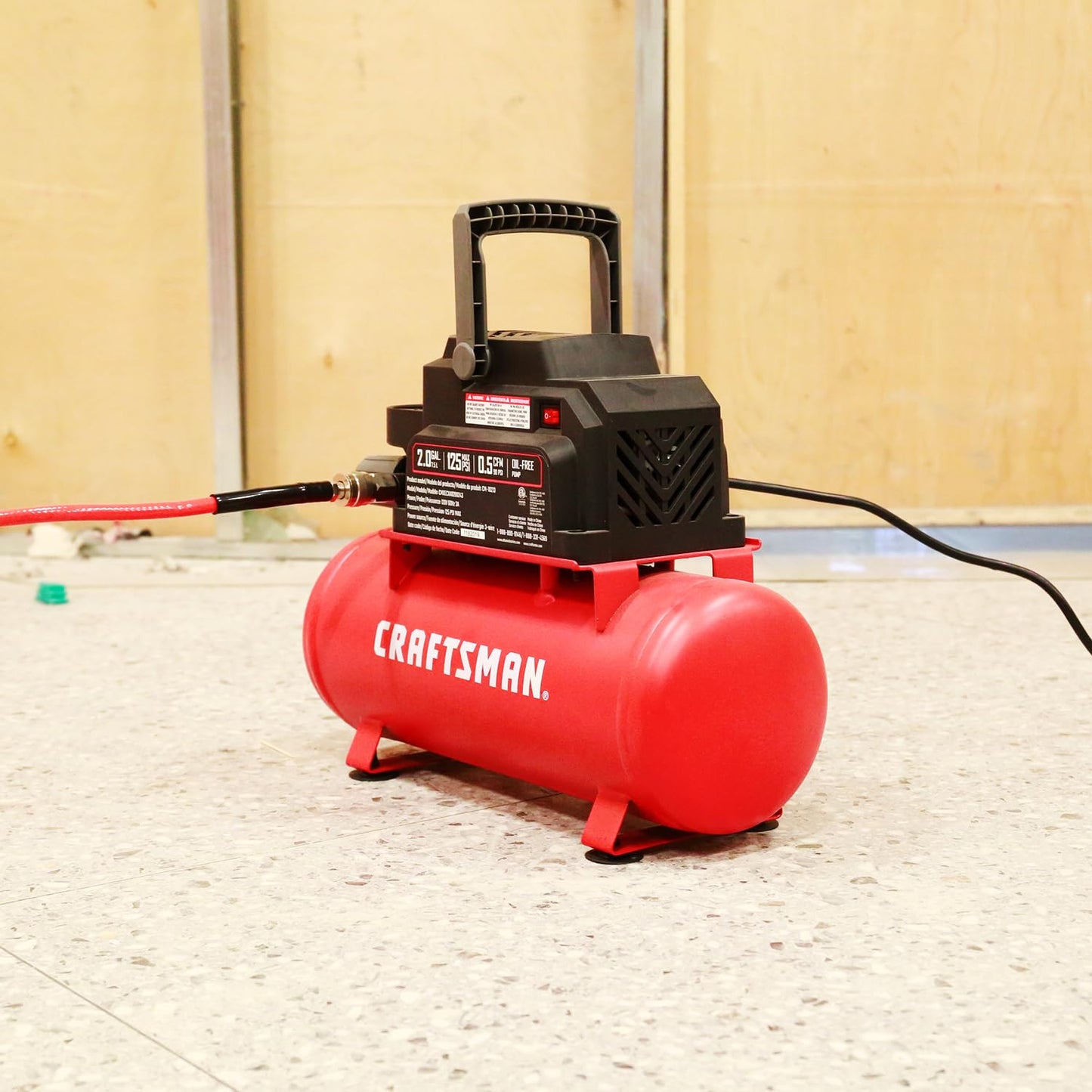 Craftsman Air Tools, 2 Gallon Portable Air Compressor 1/3 HP Oil-Free Max 125 PSI Pressure, Hot Dog, Model: CMXECXA0200243
