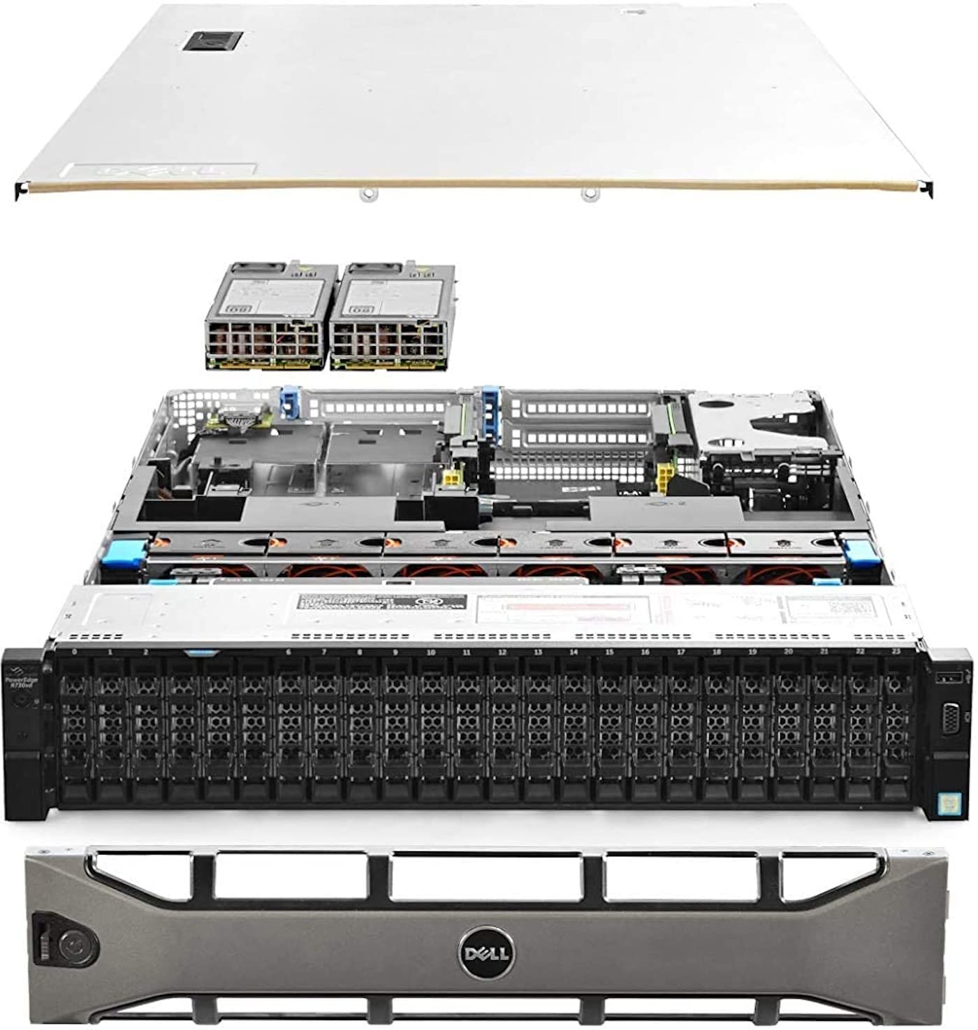 Dell PowerEdge R730xd Server 24B SFF 2U, 2X Intel Xeon E5-2690 v4 2.6Ghz (28-cores Total), 128GB DDR4 RAM, 4X 1.2TB 10K SAS 2.5” 12Gb/s HDD, H730P 2GB RAID, NIC 10Gb + I350 1Gb (Renewed)