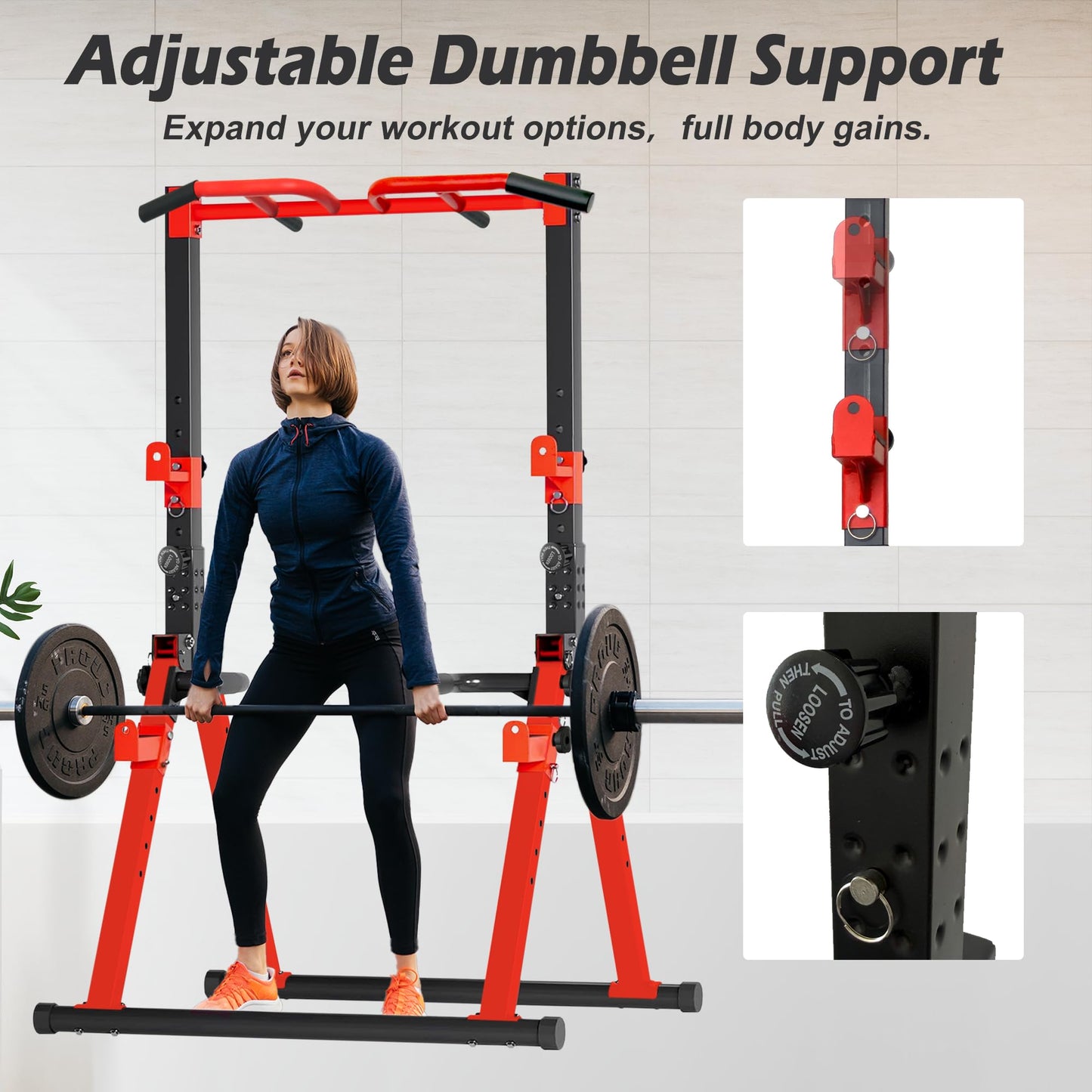 Aroha Foldable Power Tower Pull Up Bar Station, Multi-function Stable Pull Up Dip Station for Home Gym Strength Training Equipment