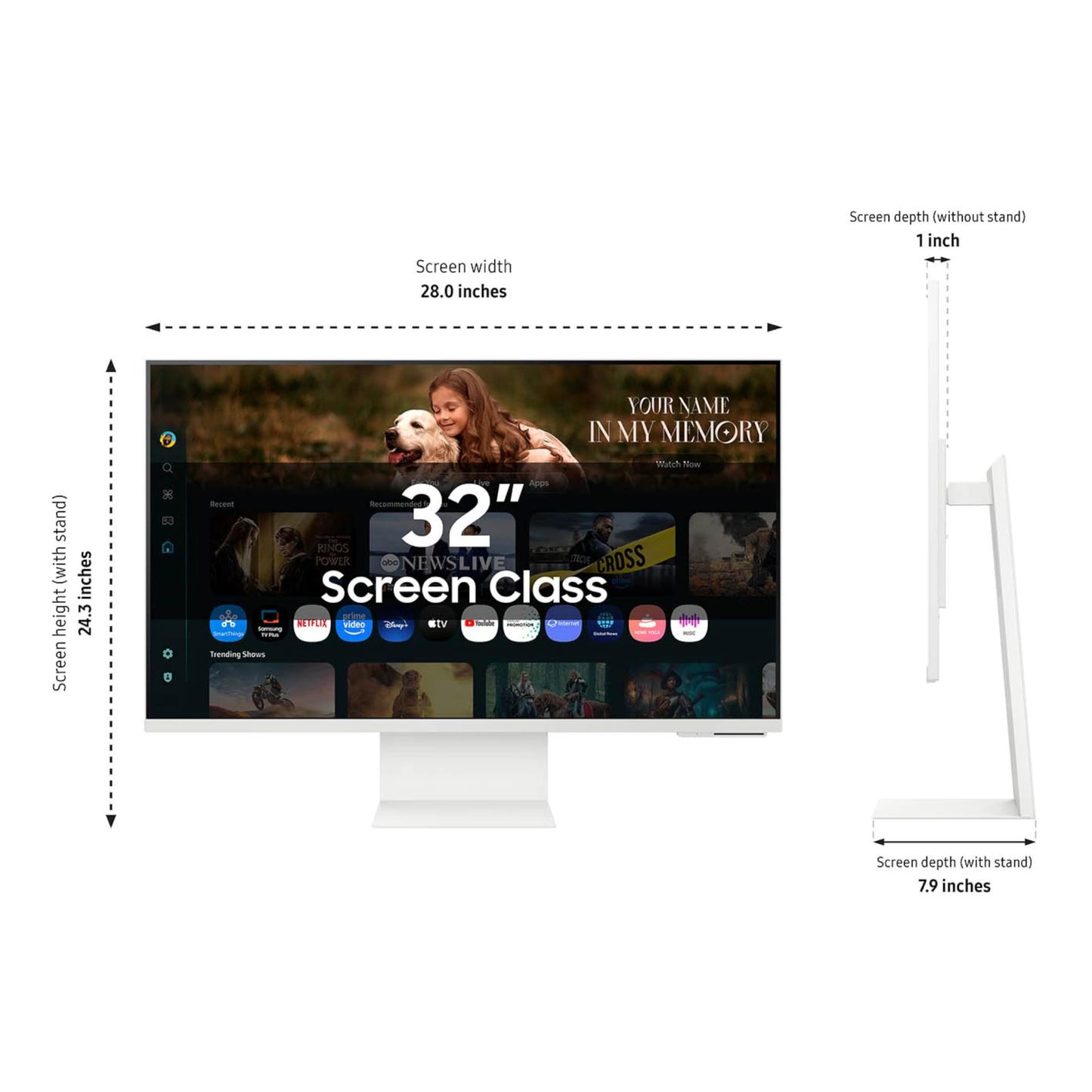 Samsung 32” Smart Monitor M8 (M80F) 4K UHD Display, Samsung Vision AI, Smart TV Apps, Gaming Hub, USB-C, HDMI and USB-A, White, LS32FM803UNXZA, 2025